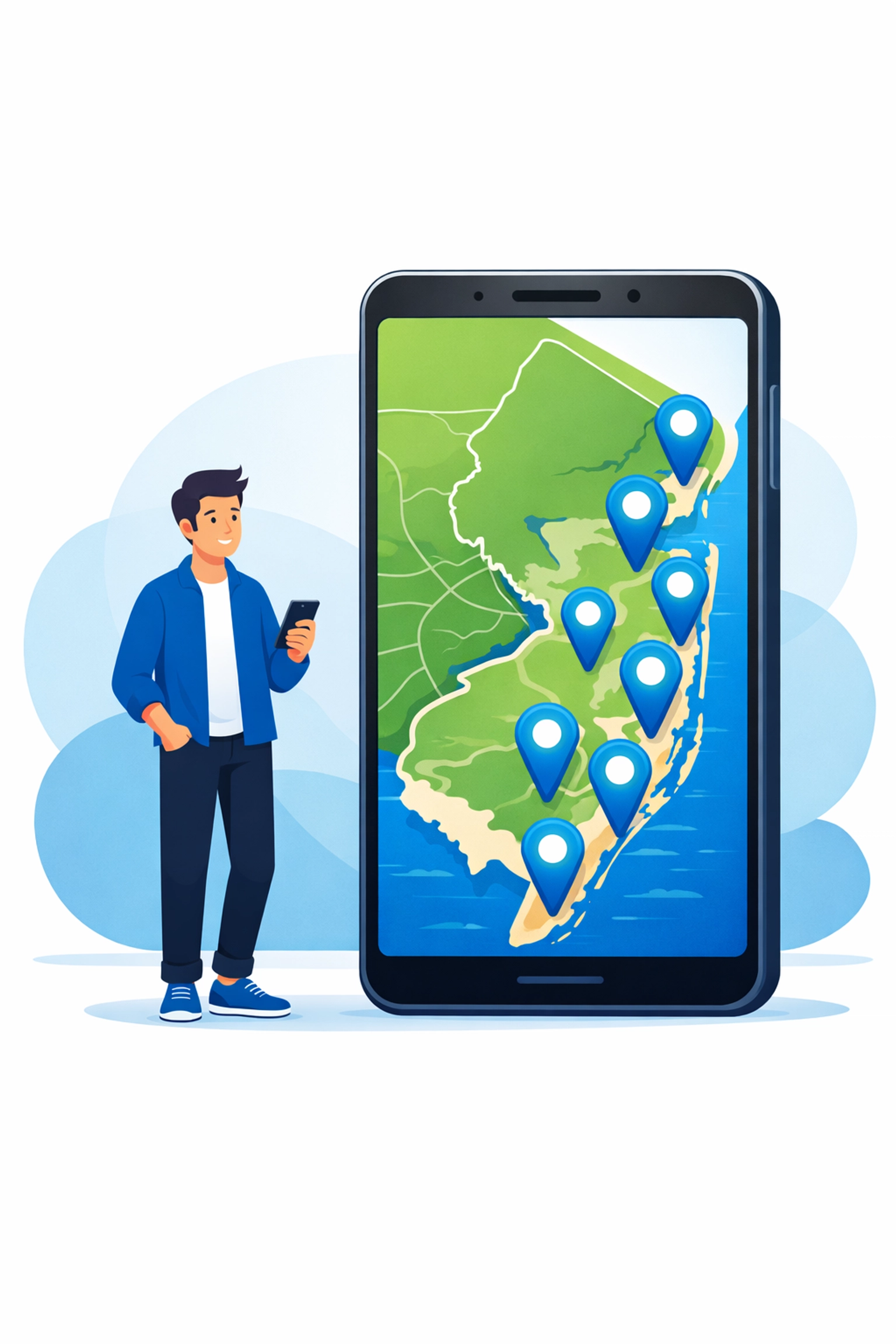 Monmouth County SEO map showing business location pins to optimize for local near me searches.