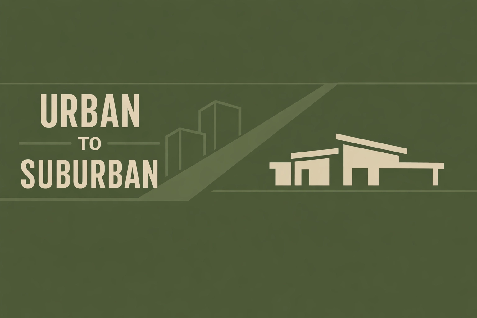 Minimalist modern house icon on army green banner.