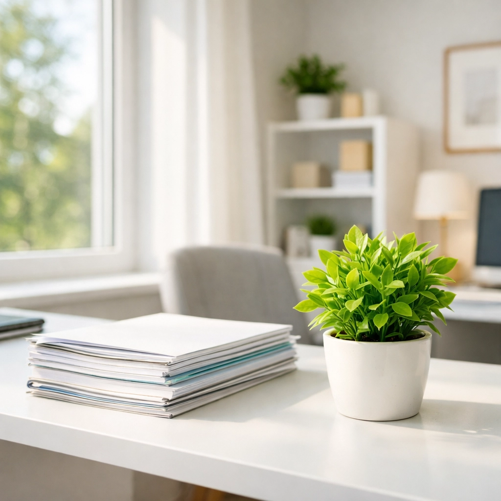 A bright Woking home office representing green mortgage advice for energy-efficient property investments.