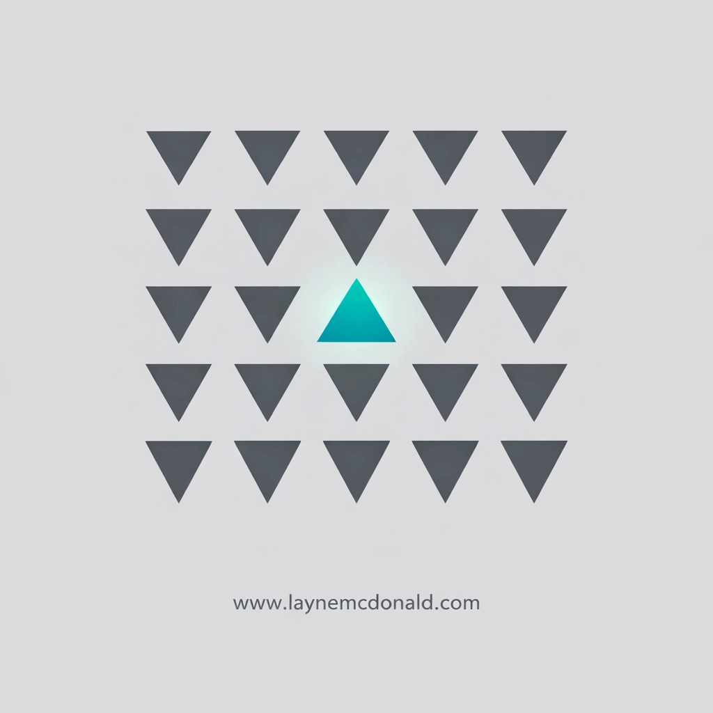 A teal triangle pointing up among dark triangles, illustrating the Christian concept of fulfilling your unique calling.