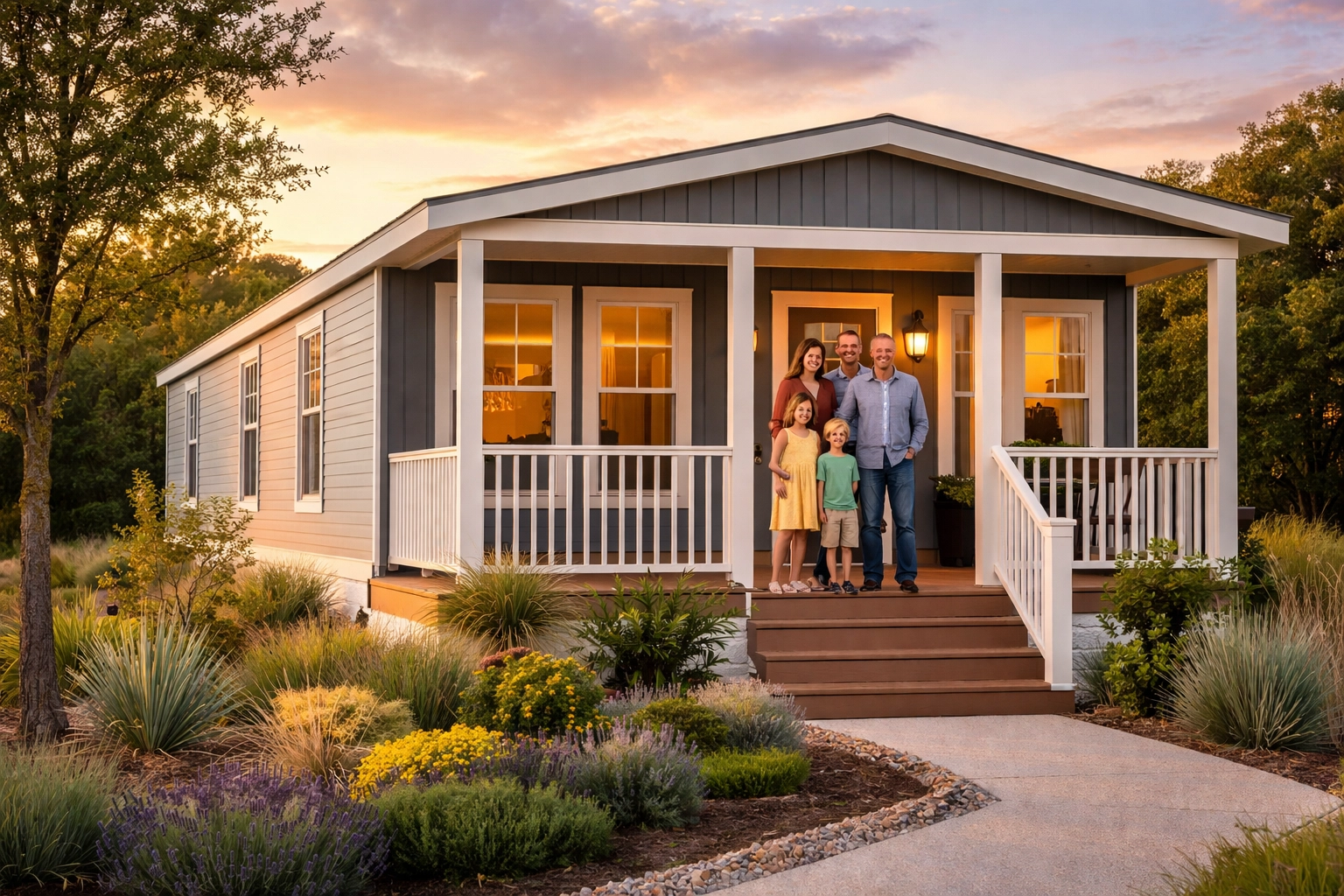 Modern manufactured home in Texas offering affordable monthly payments for families