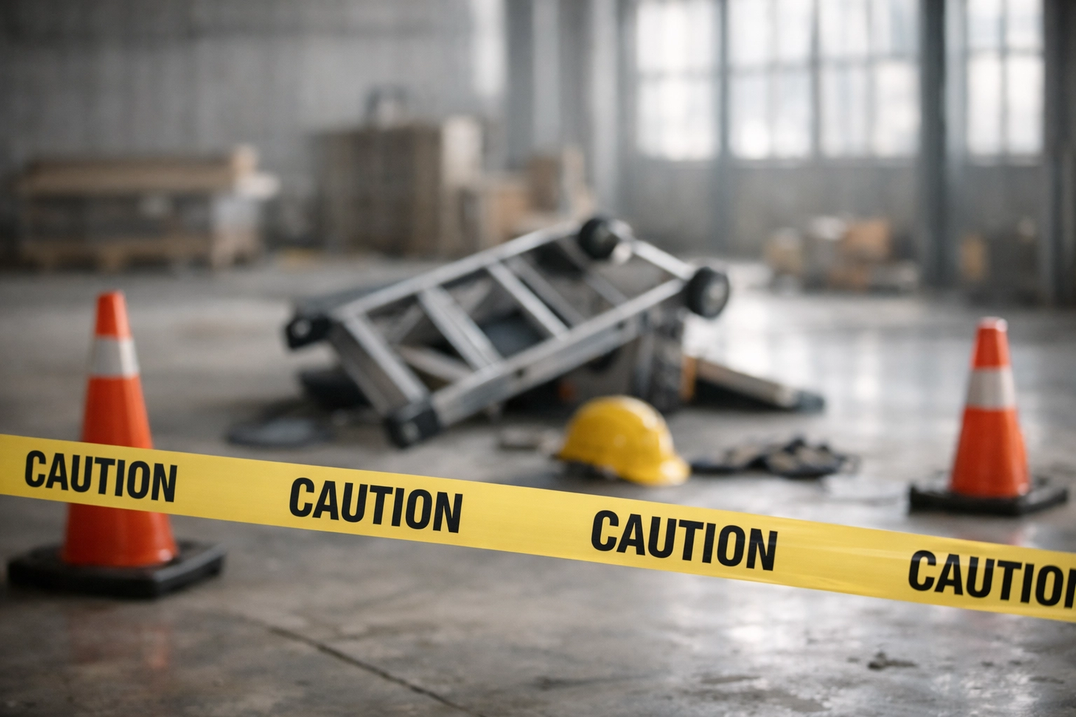 Workplace accident scene showing business liability risks and safety concerns