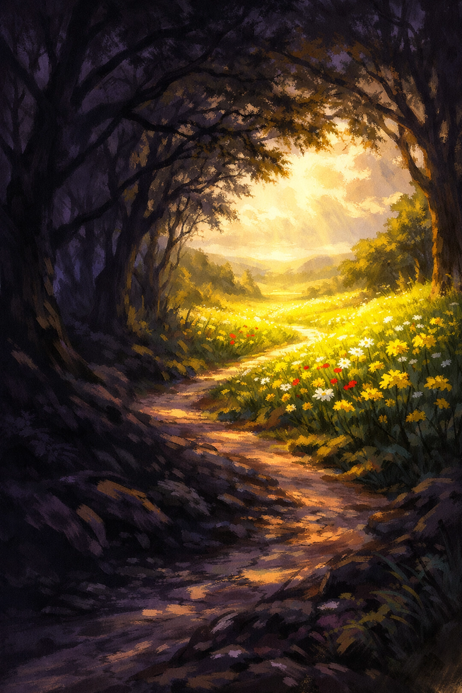 Il sentiero alberato è simbolo del martirio cristiano e del trionfo della vita.