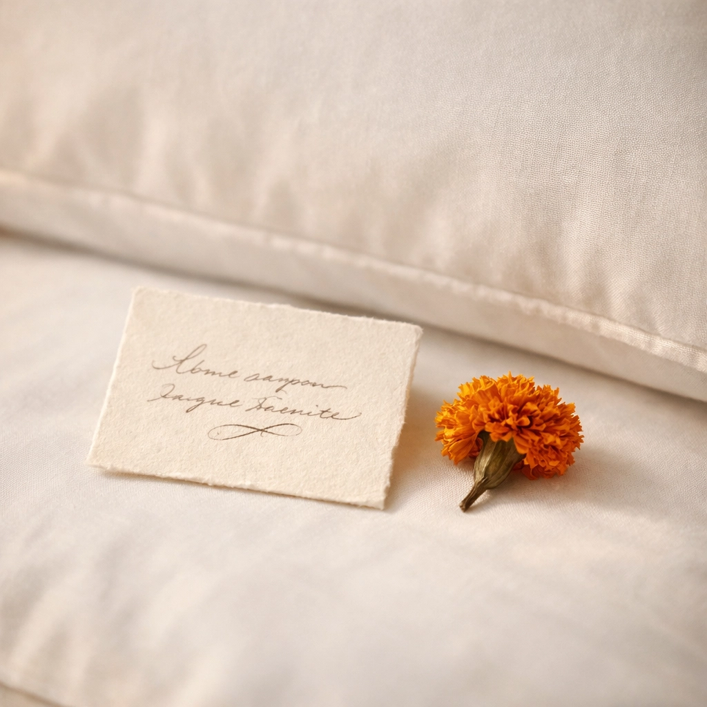 Boutique hotel turndown service with a personalized note, highlighting guest journey mapping hospitality.