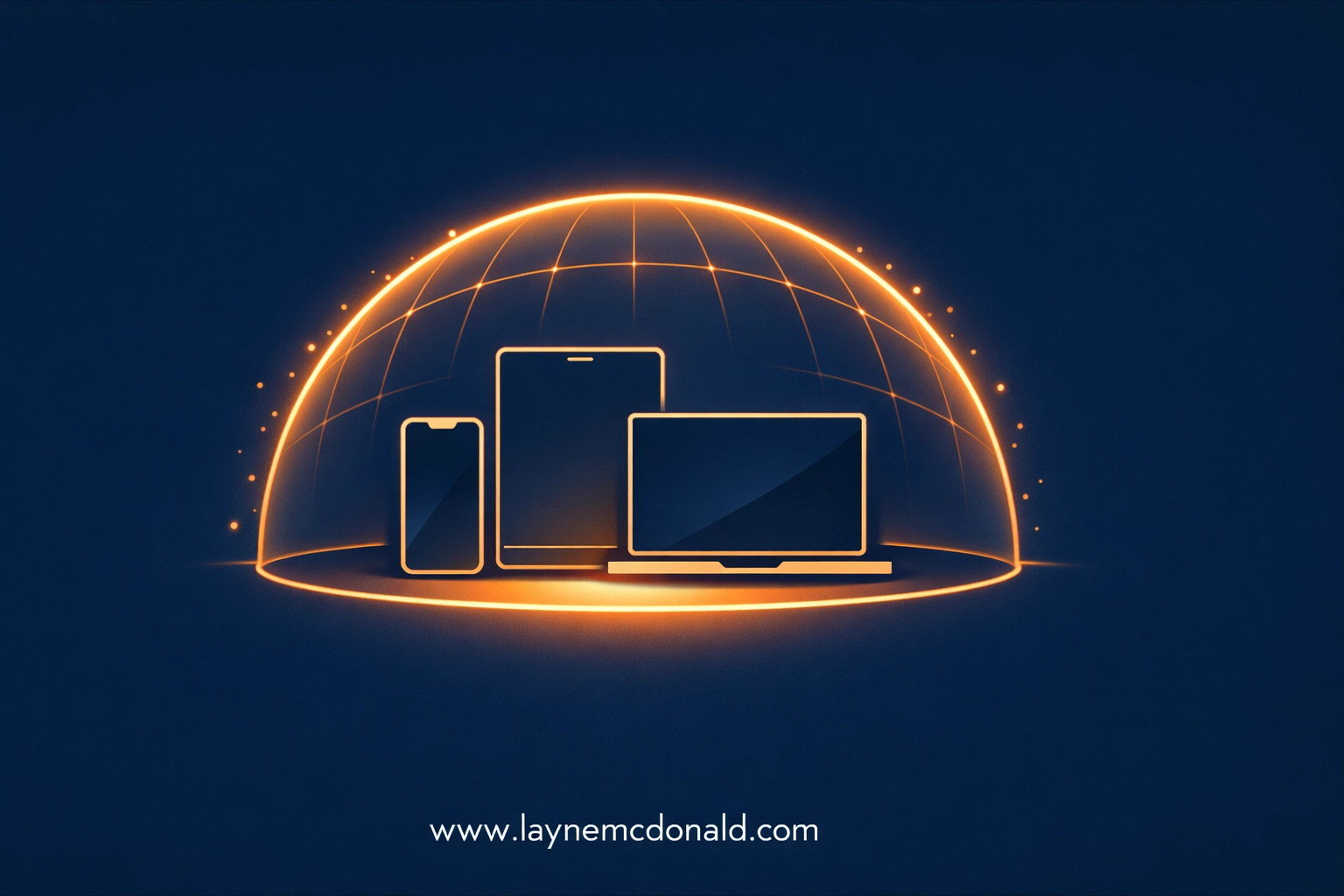 A protective digital shield dome covering family devices to illustrate safe internet monitoring for children.