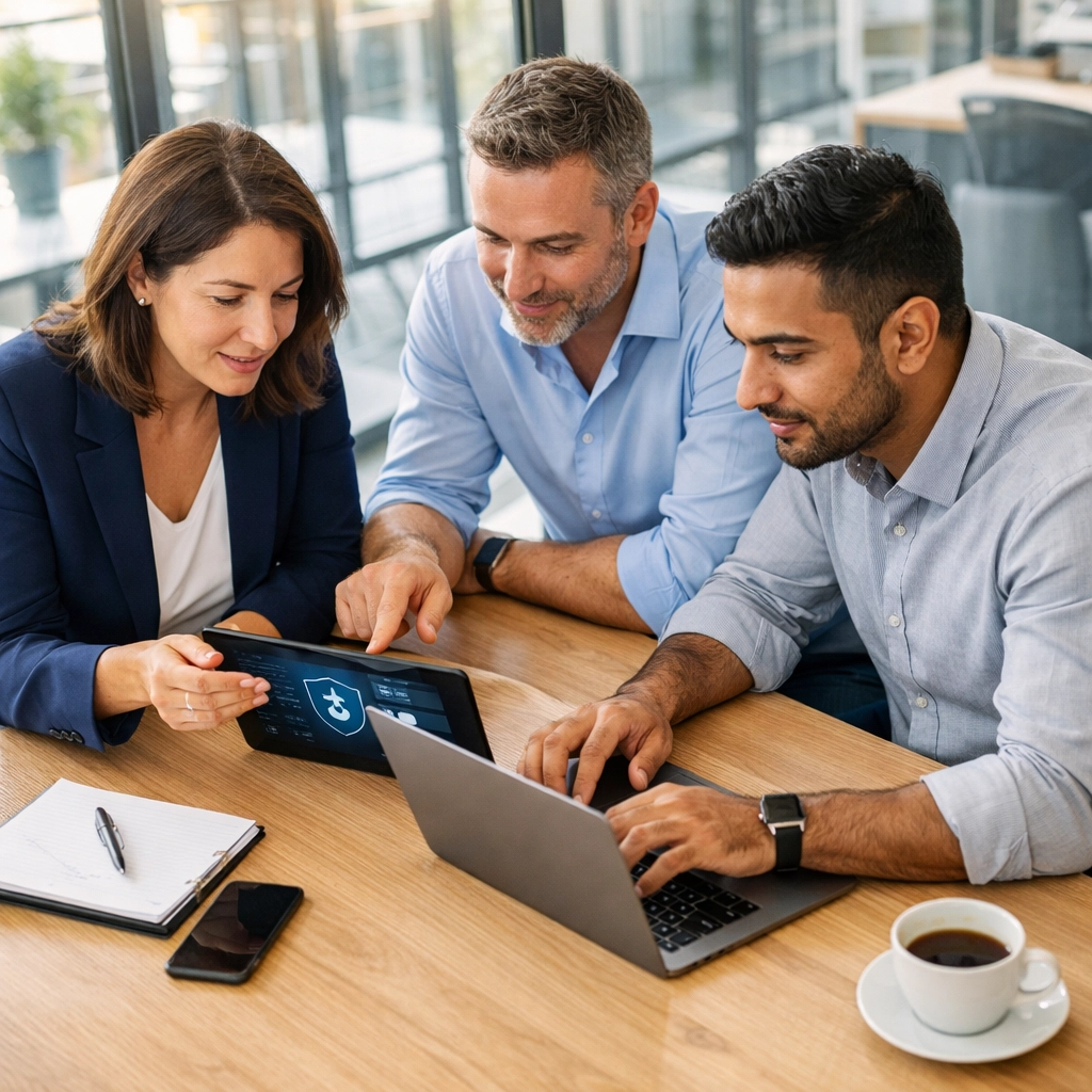ServiceNow implementation partner team collaborating on an ITAM strategy in a modern office.