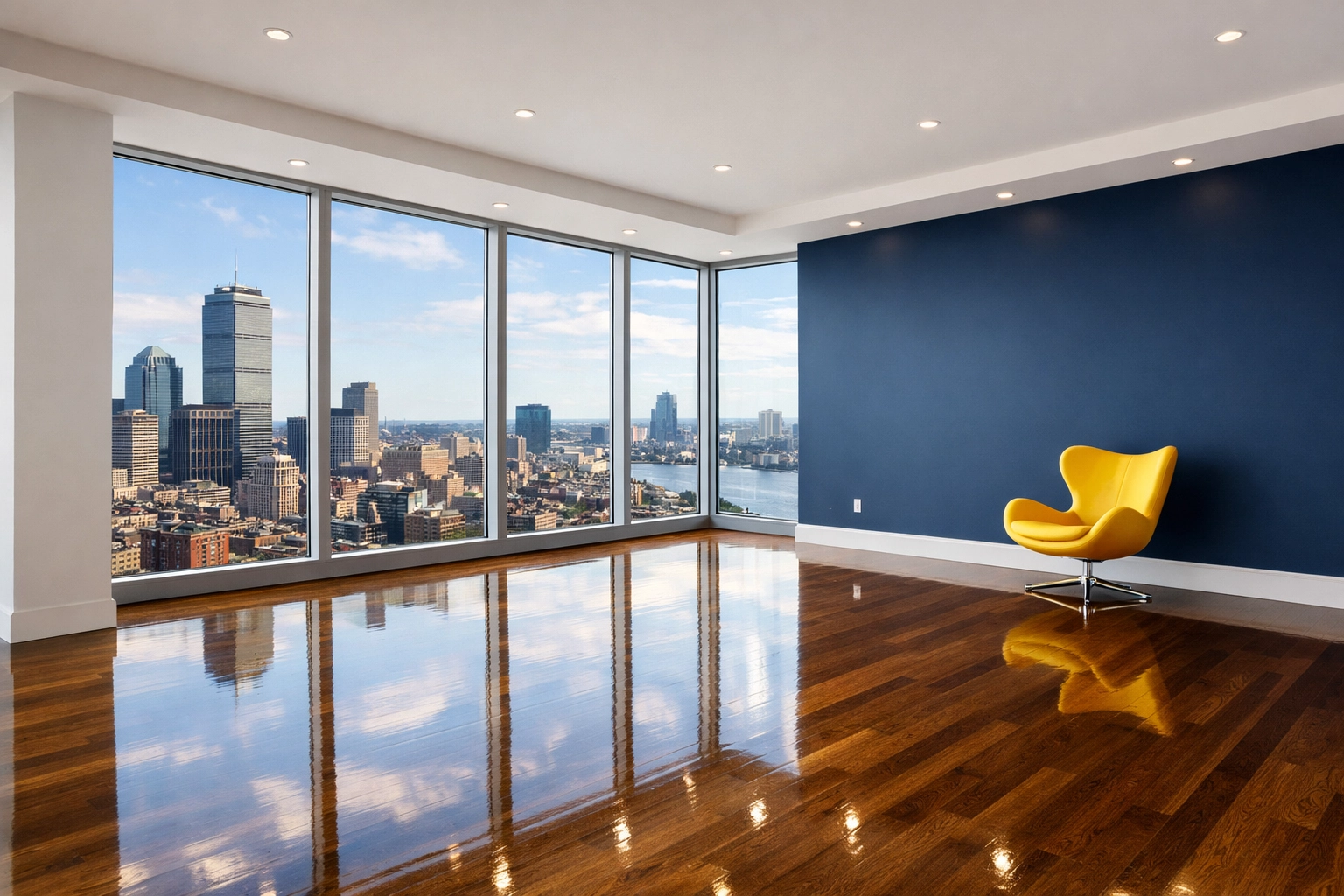 Spotless Boston luxury apartment after expert post-construction cleaning services.