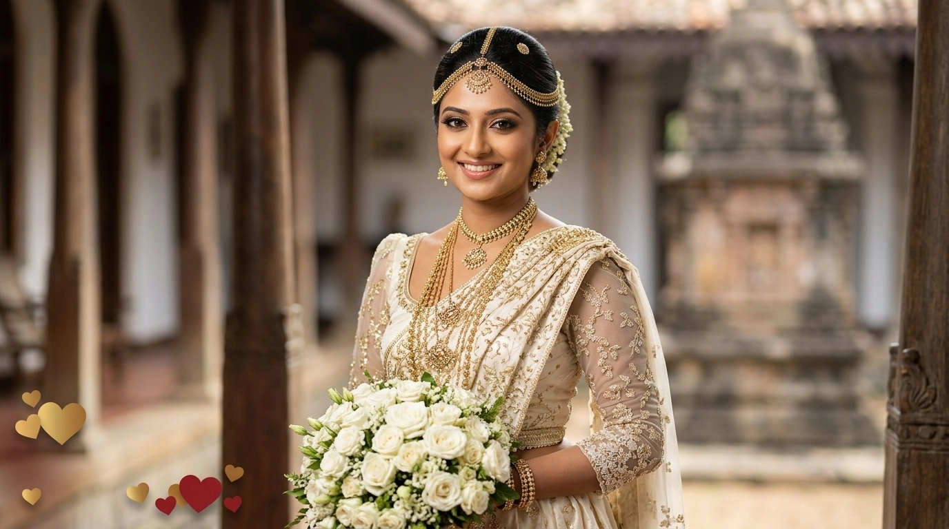 Sri Lankan Bride in Traditional Osariya