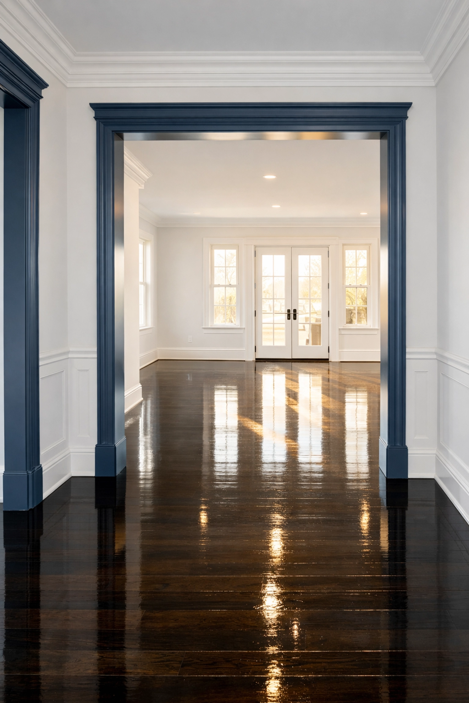 Empty Winchester home with polished hardwood floors after a professional move-in deep cleaning.
