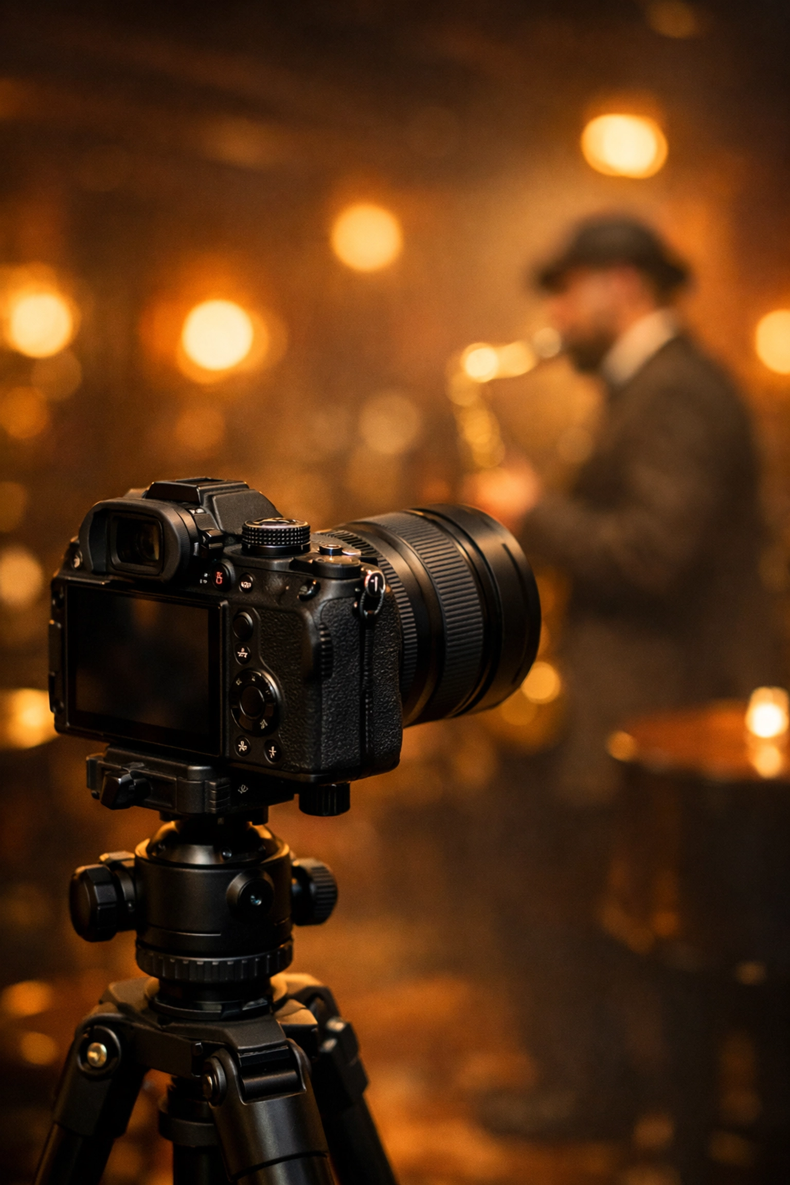 Professional mirrorless camera shooting low light scenes to master high ISO in manual mode.