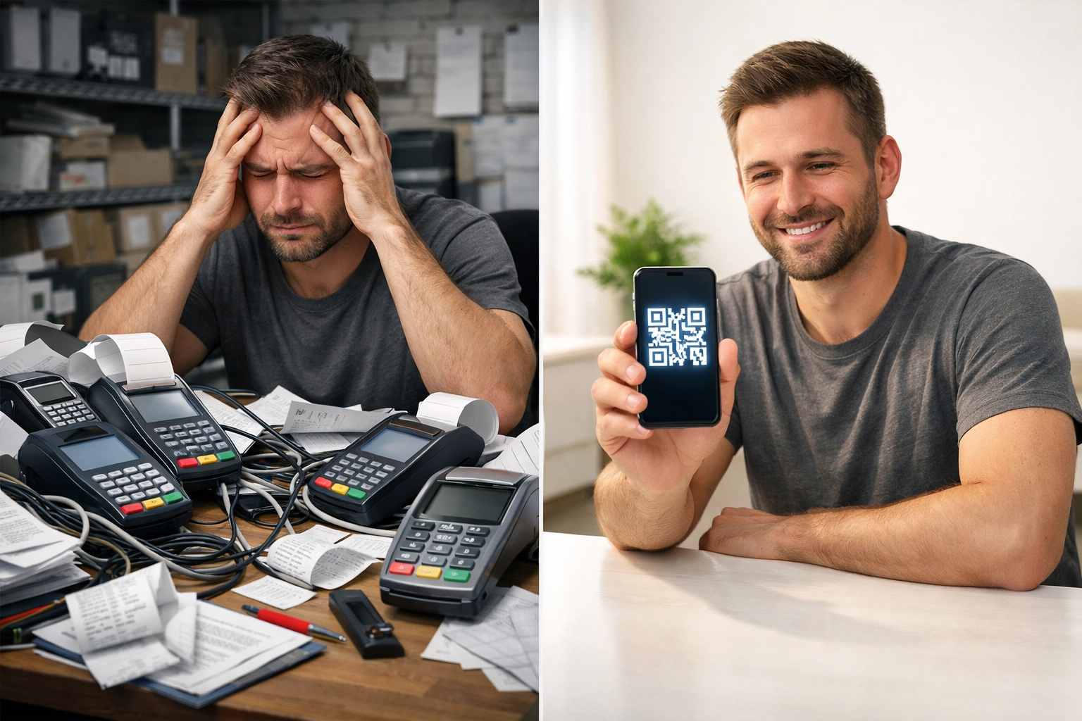 Traditional crypto POS terminals versus modern QR code smartphone payment solution