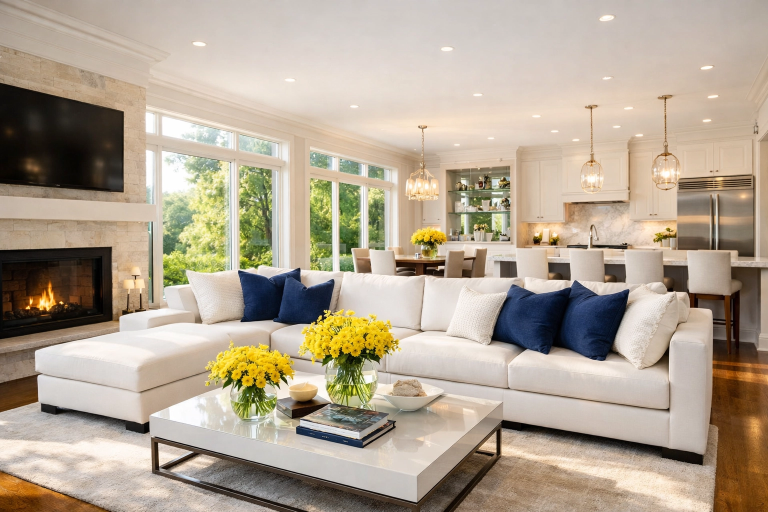 A spotless and inviting living space after professional deep cleaning your Fitchburg home.