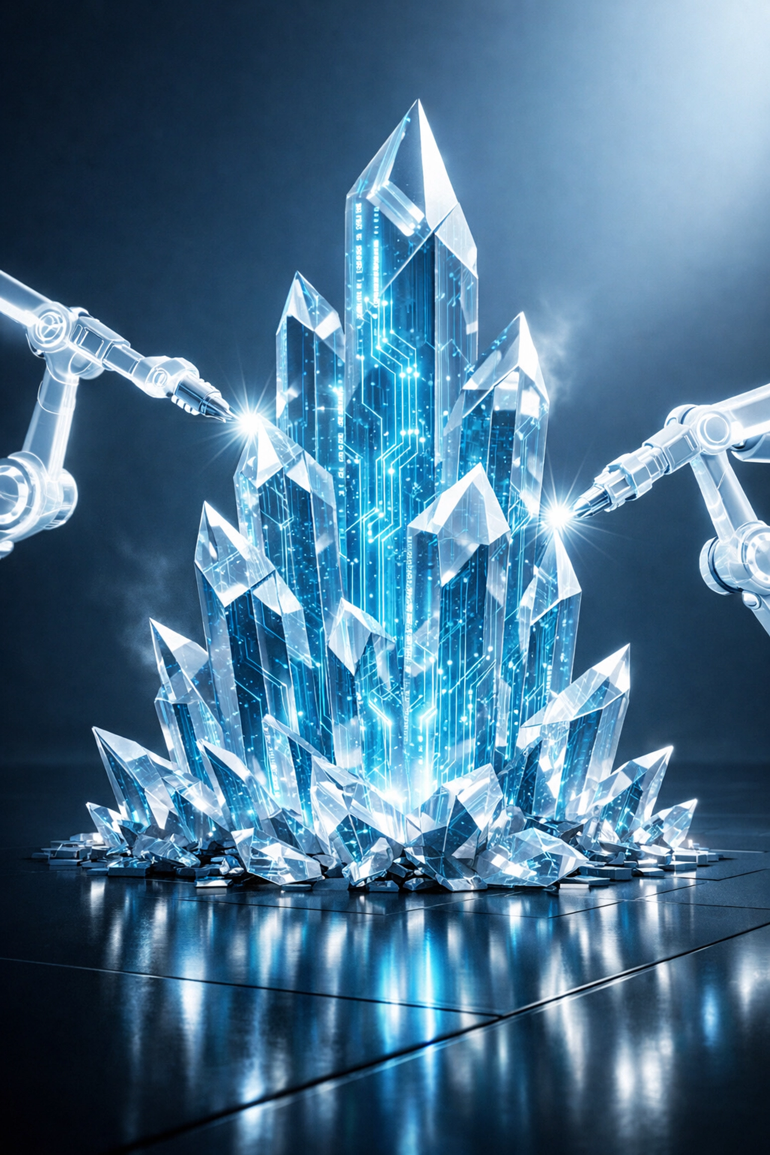 A glowing crystalline structure representing the development of a bespoke custom software asset for business.