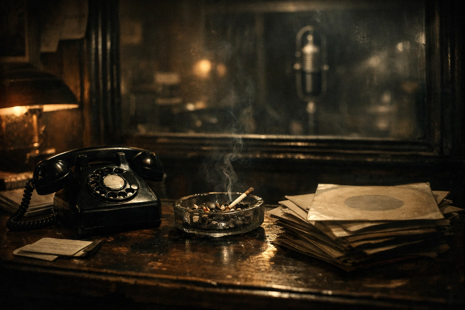 Vintage 1950s Memphis Recording Service desk where Elvis Presley first signed in at Sun Studio.