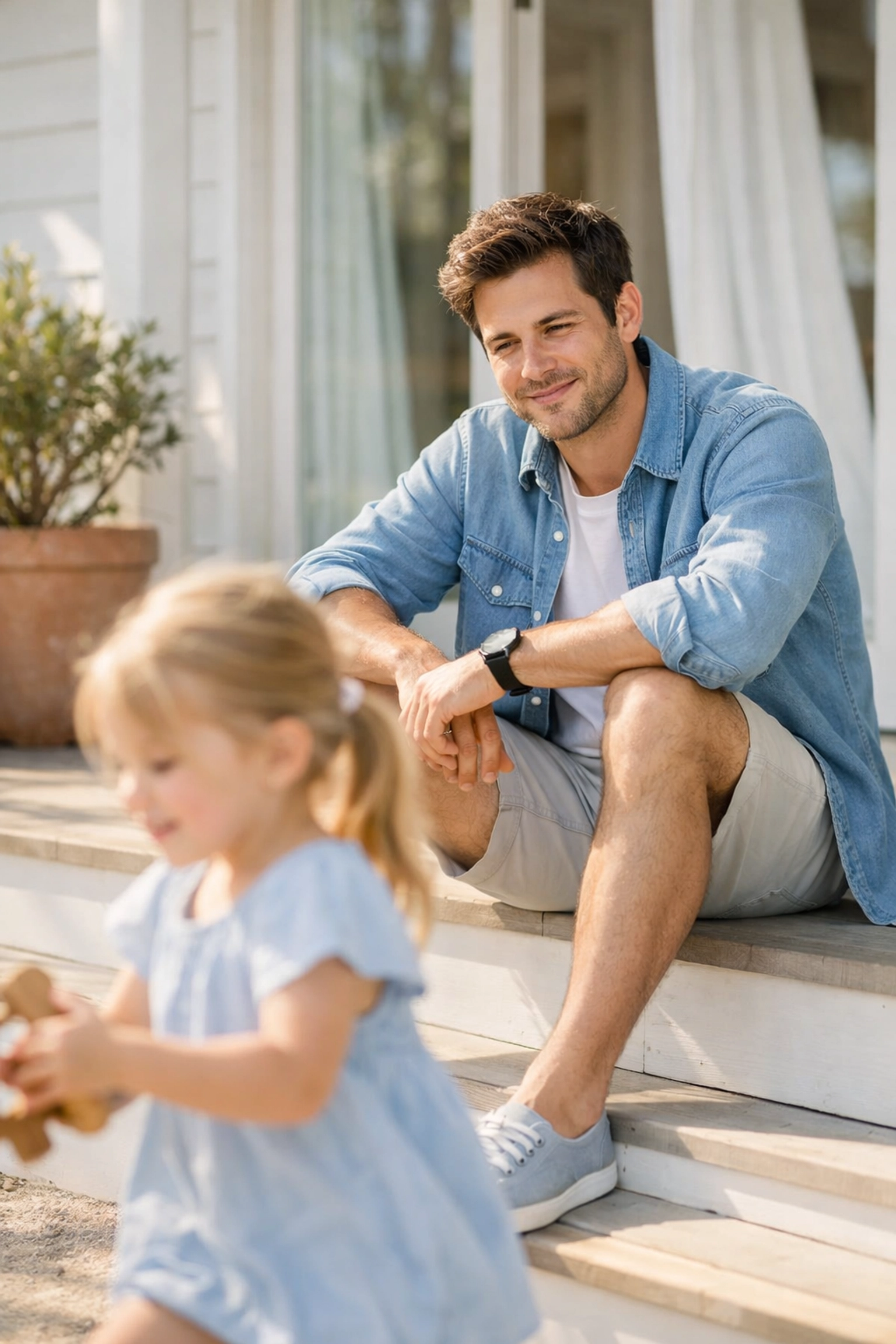 Young father and daughter outdoors symbolizing family life insurance protection and peace of mind.
