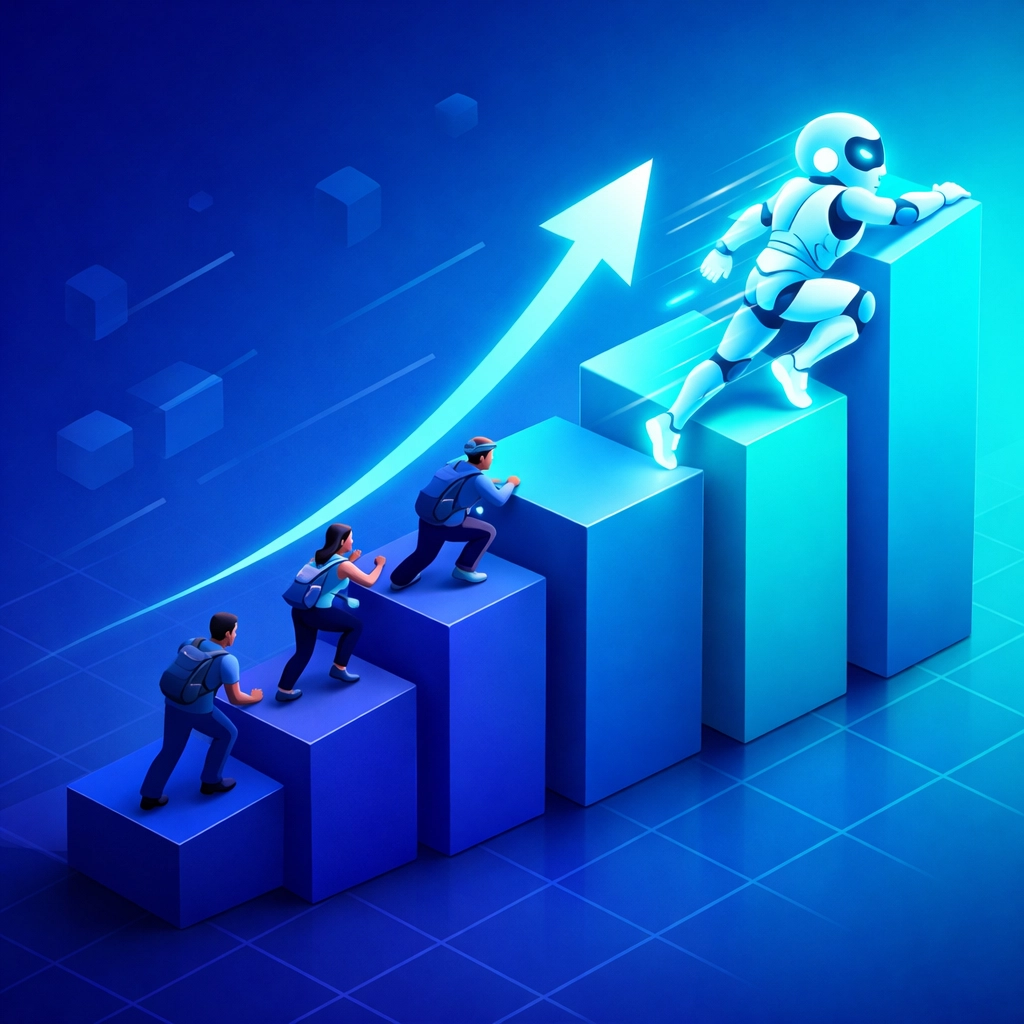 Graphique ROI agent IA surpassant équipe support humaine pour startup