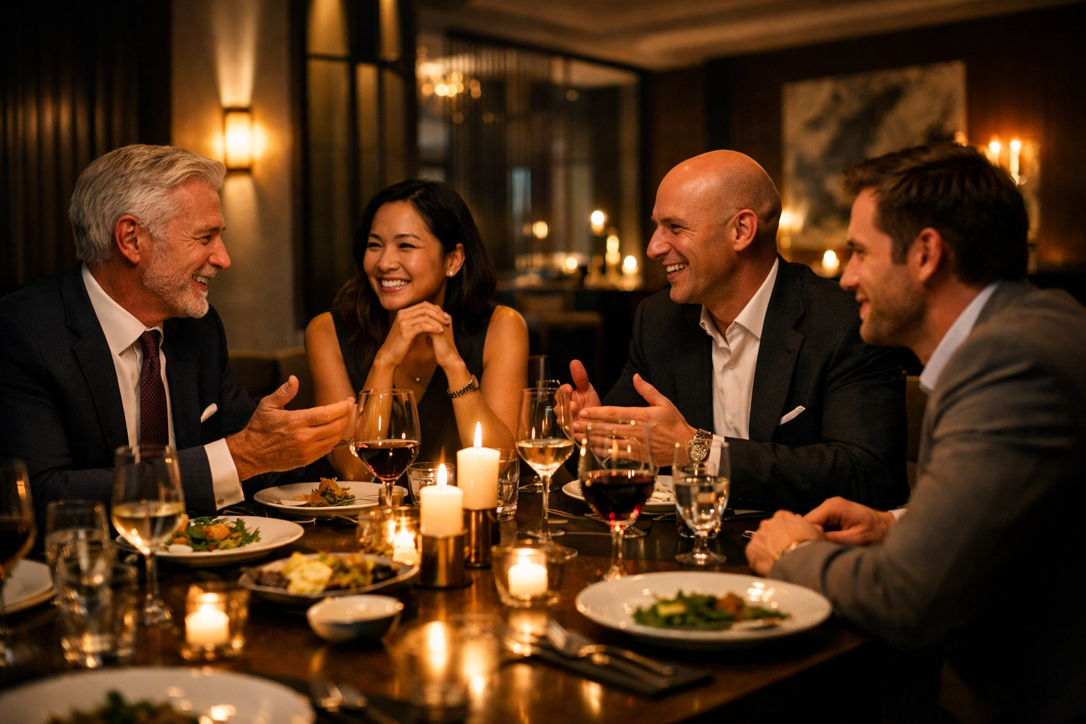 Executive business dinner showcasing VIP hospitality relationship-building strategies