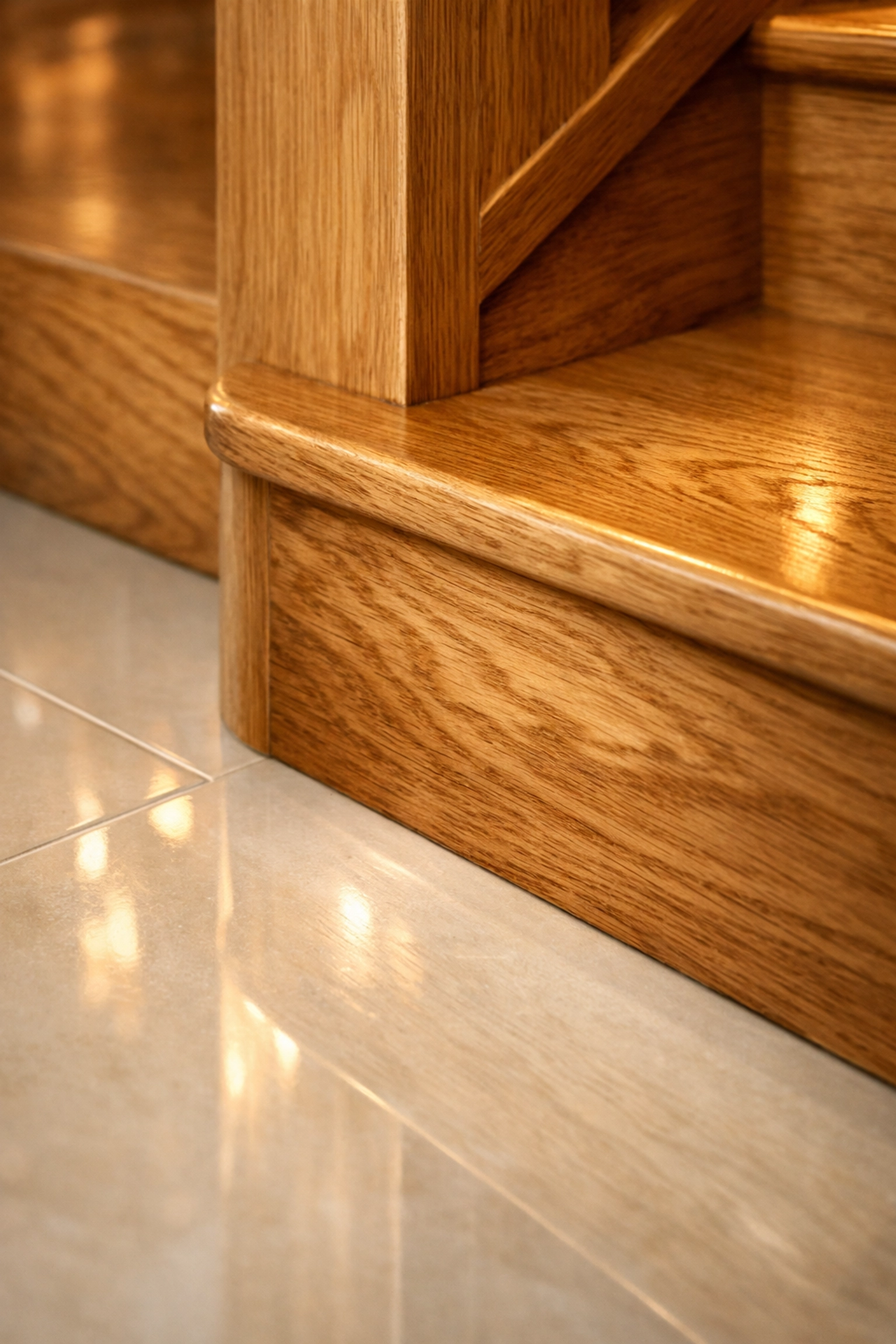Luxury bespoke carpentry featuring a handcrafted oak staircase in a West Sussex home renovation.