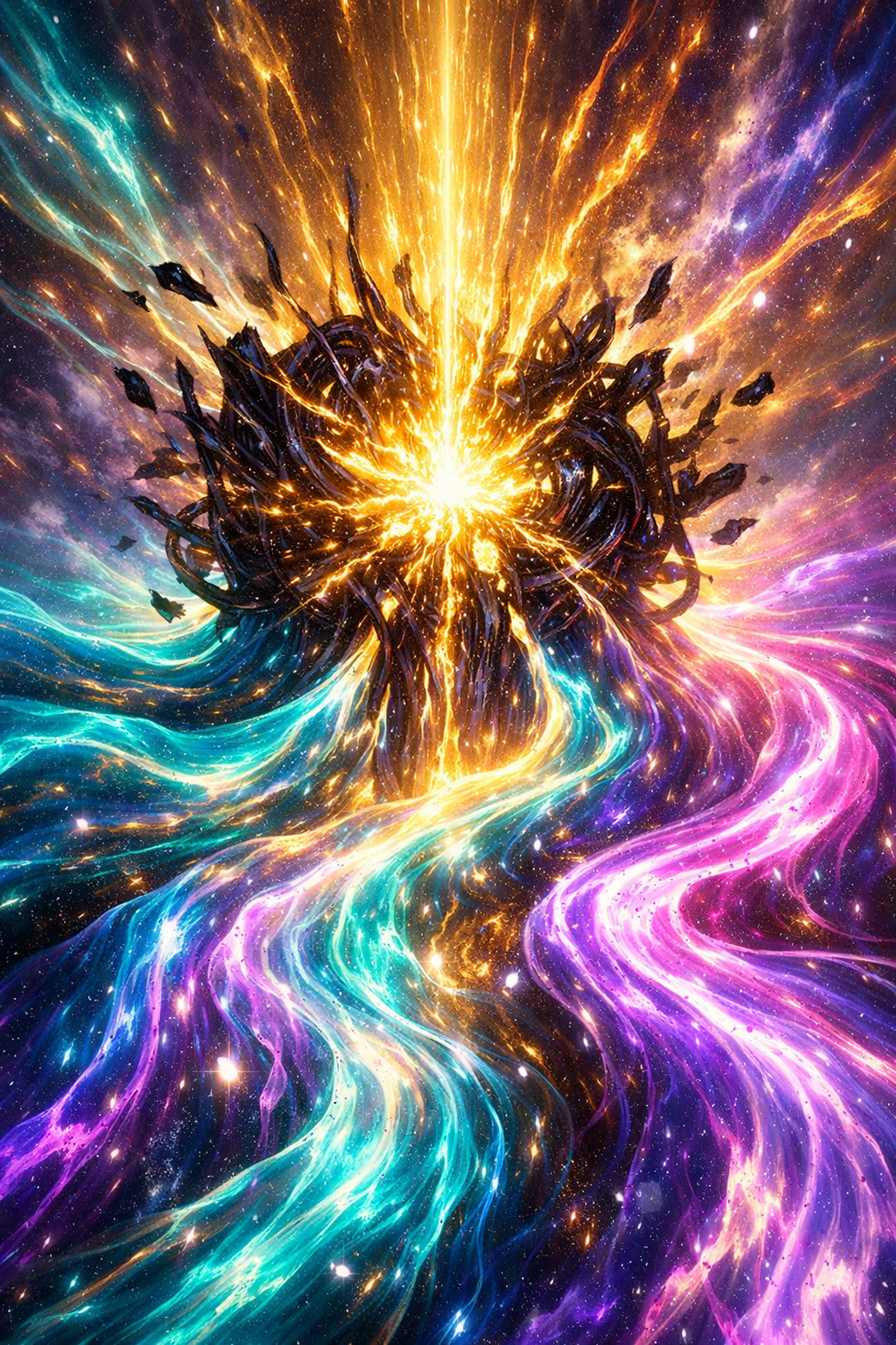 Symbolic nervous system reset dissolving trauma residue to restore health and emotional flow.