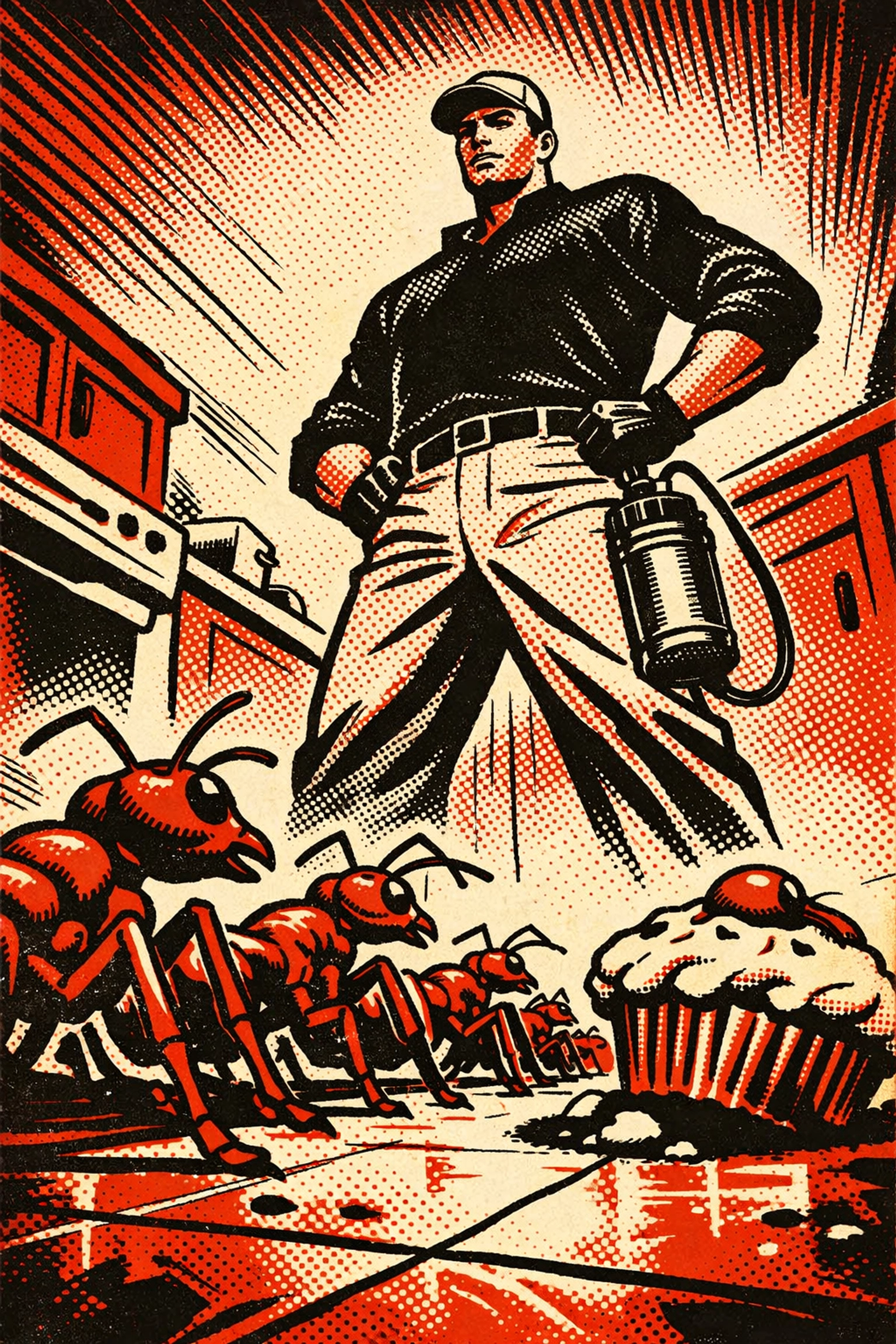 Ant infestation control in Birmingham: technician blocking kitchen ants with expert treatment