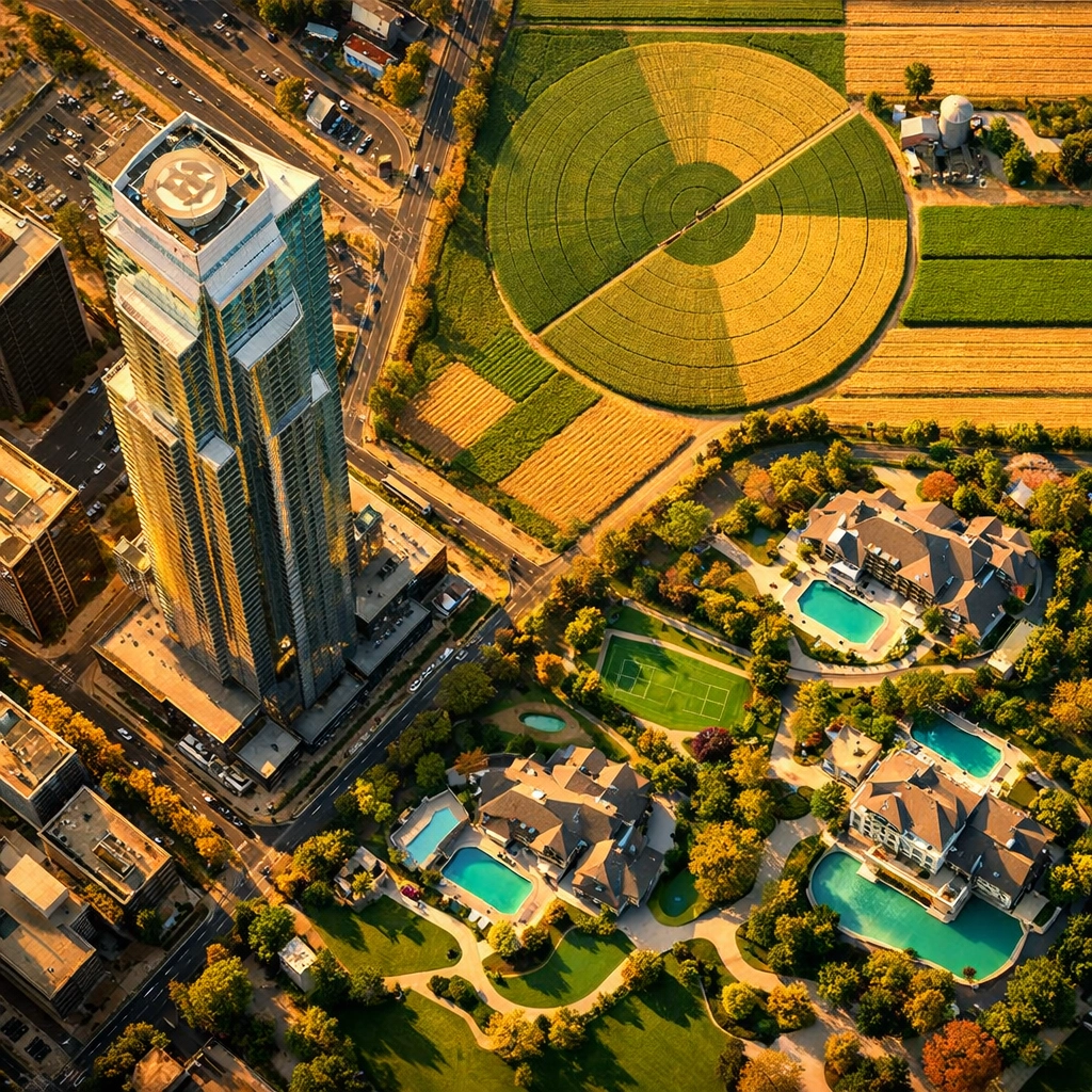 Diversified real estate investment portfolio featuring commercial properties and farmland for accredited investors