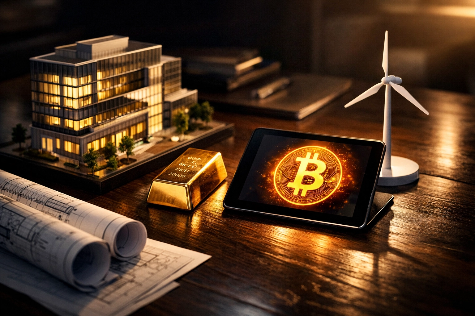 Alternative investment assets including real estate, gold, Bitcoin, and infrastructure