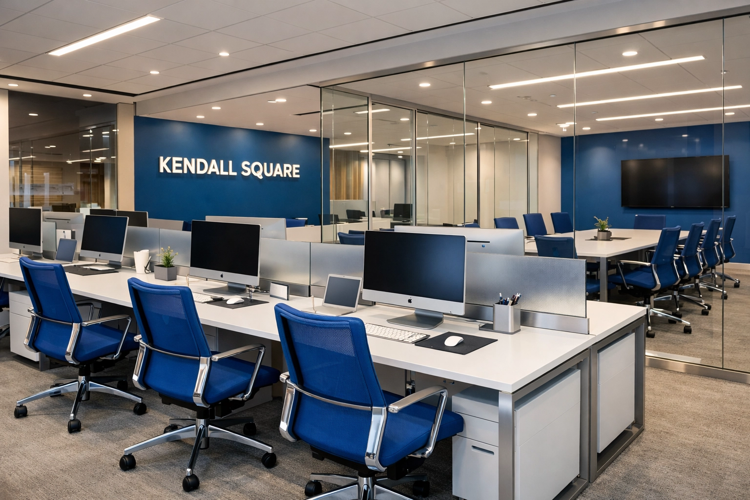 Clean and organized tech office in Kendall Square highlighting professional office cleaning Cambridge.