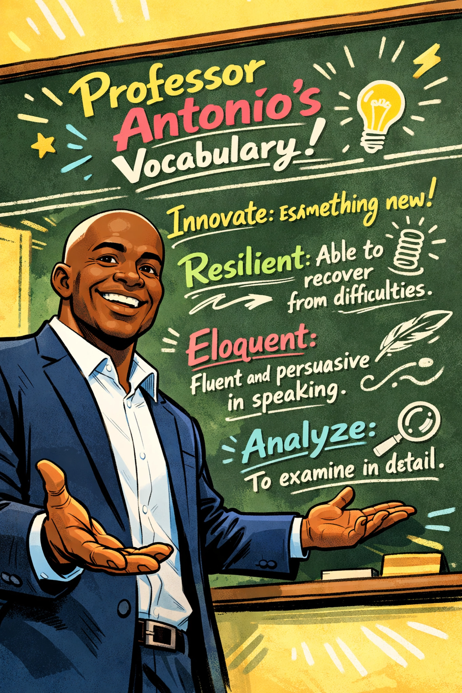 Professor Antonio CRC educator teaching vocabulary and character development