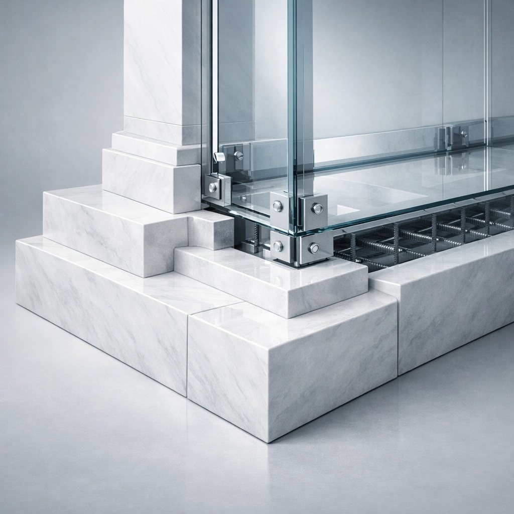 A solid architectural foundation representing the structural base of a chiropractic marketing framework.