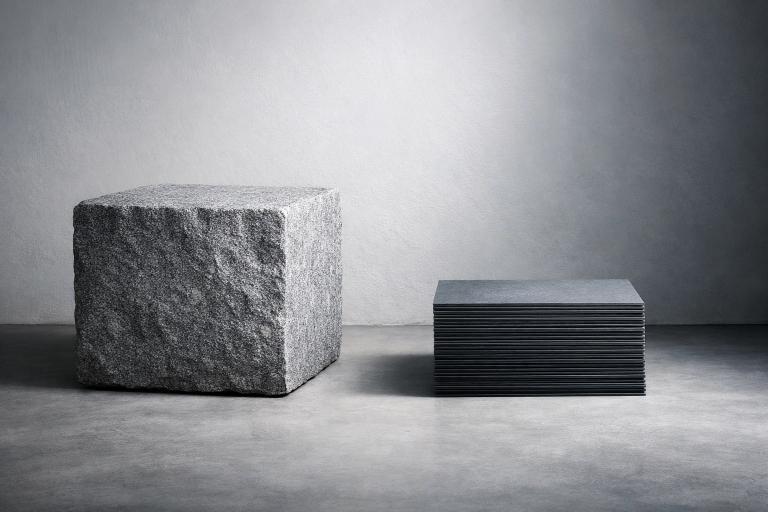 Comparaison de la maçonnerie traditionnelle lourde et des panneaux de pierre naturelle flexible légers ECO-FLEXI MCM.