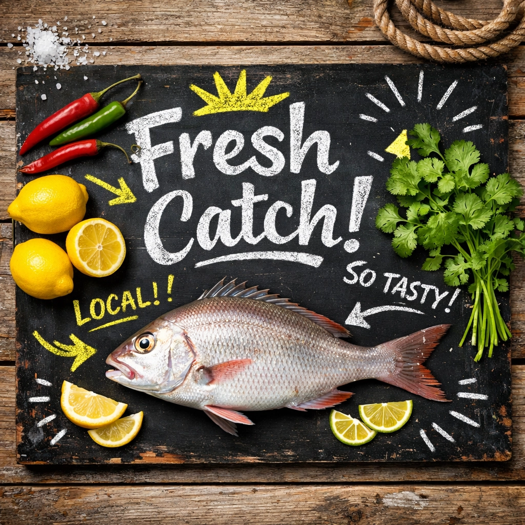 Daily fresh catch chalkboard menu with seasonal ingredients illustrating restaurant operational agility.