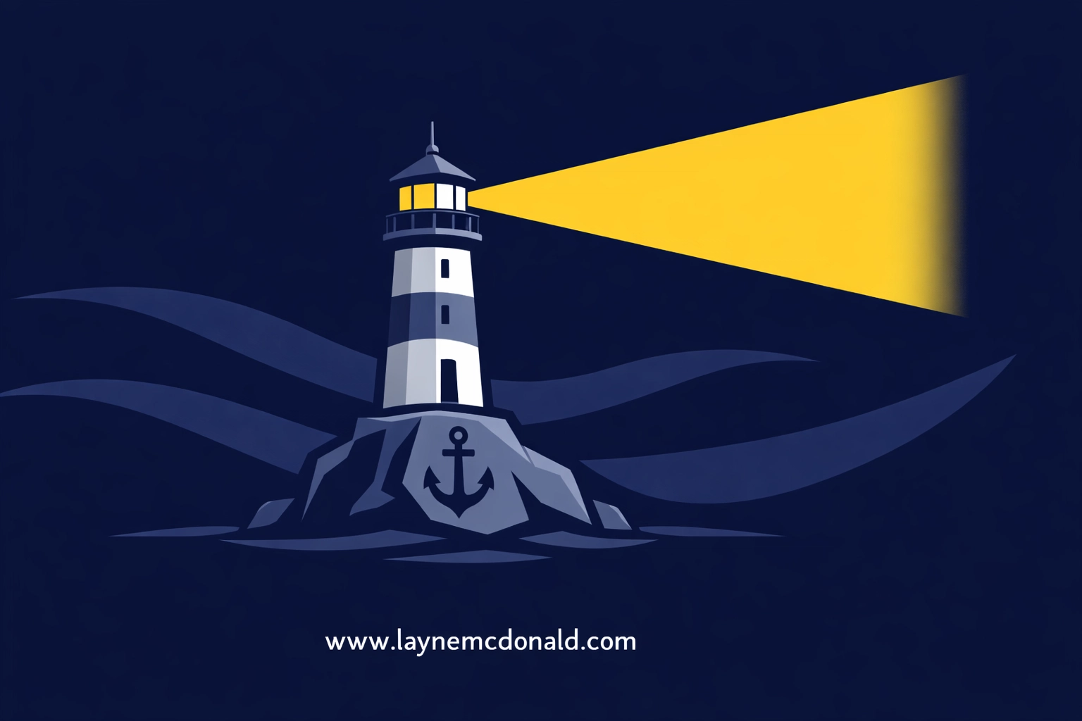 A lighthouse on a rock foundation with an anchor, representing spiritual anchoring and a safe path for families.
