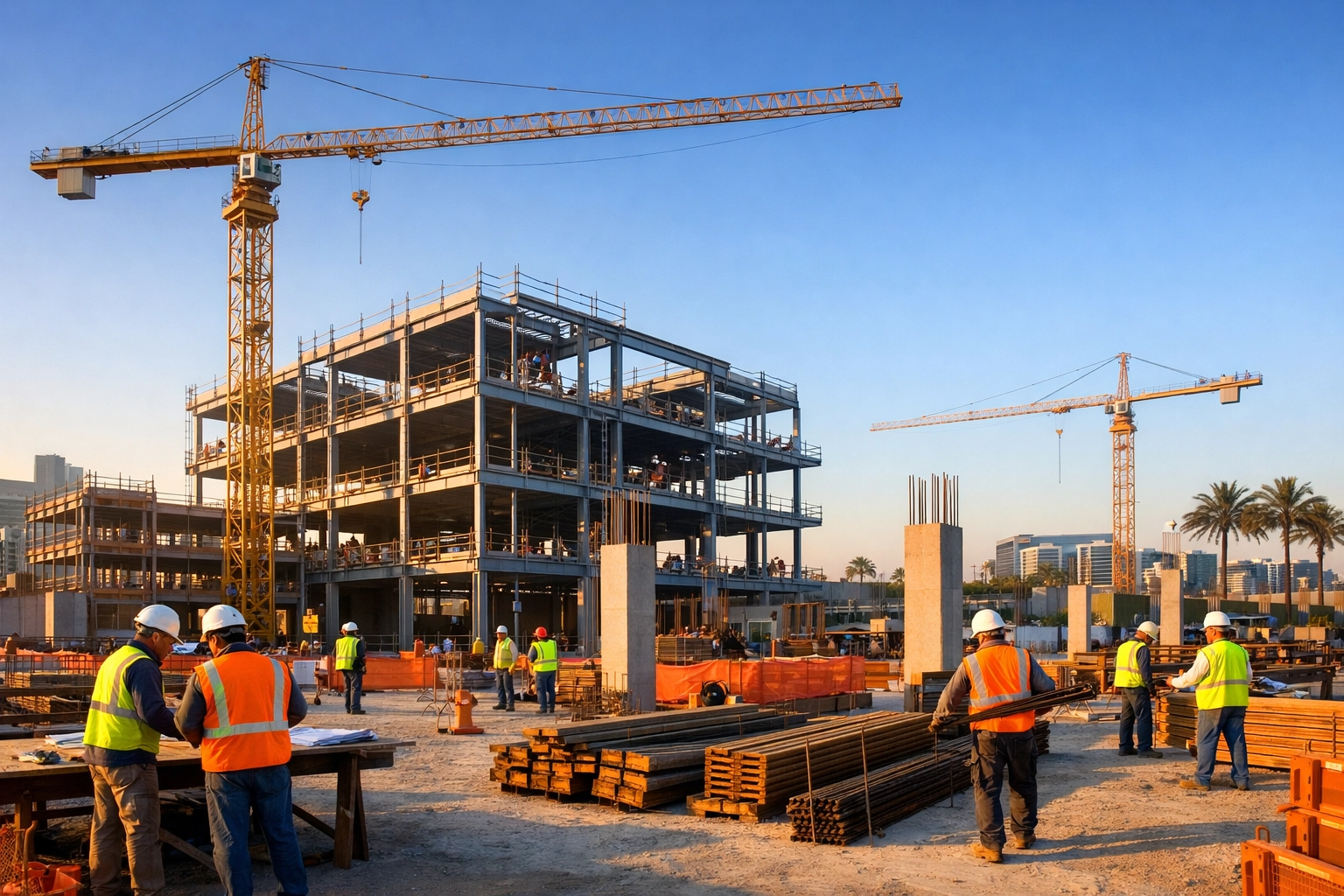 Active commercial construction South Florida site highlighting professional construction management services.
