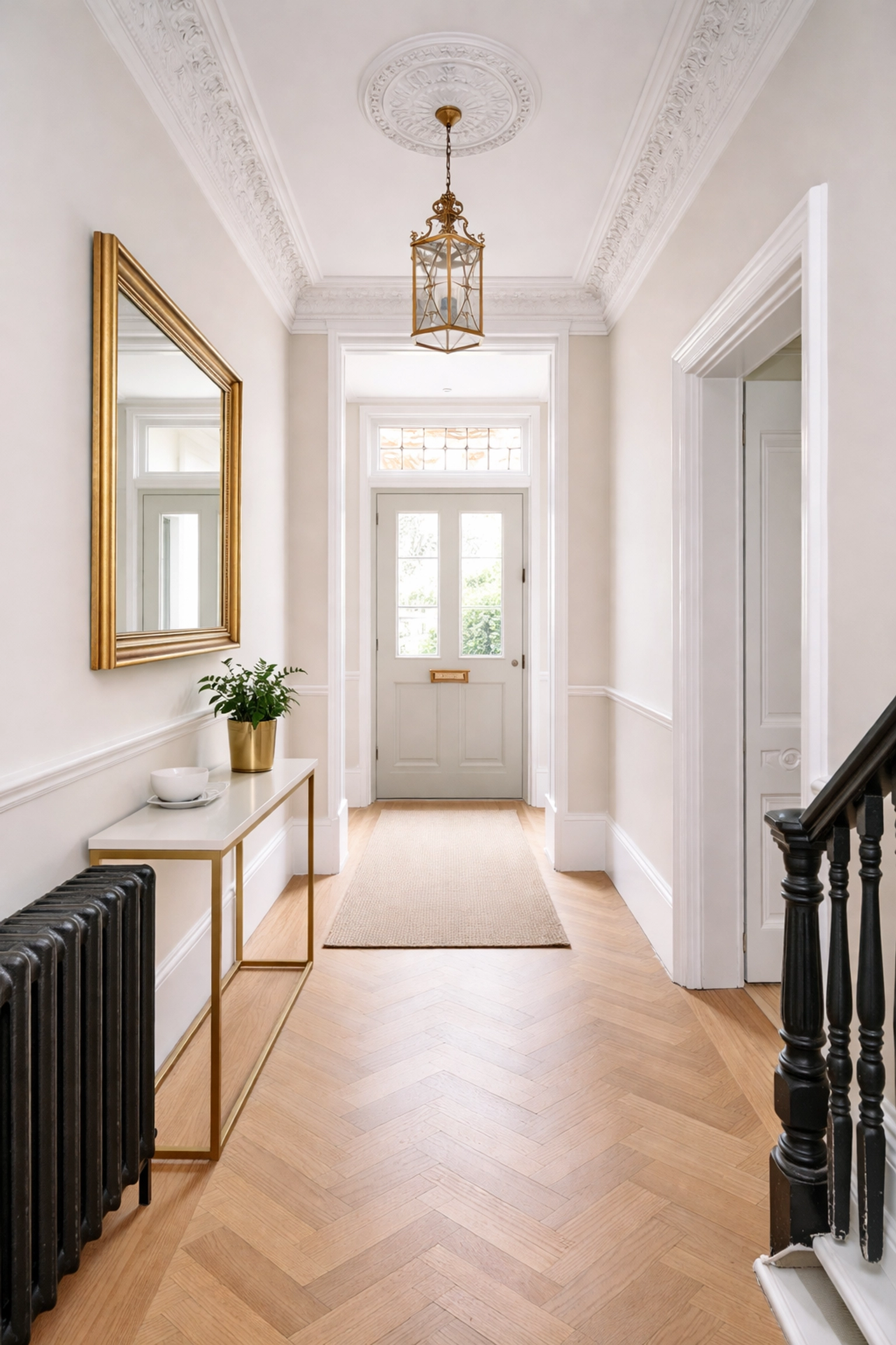 Well-maintained British hallway with classic features, illustrating ongoing property care and compliance