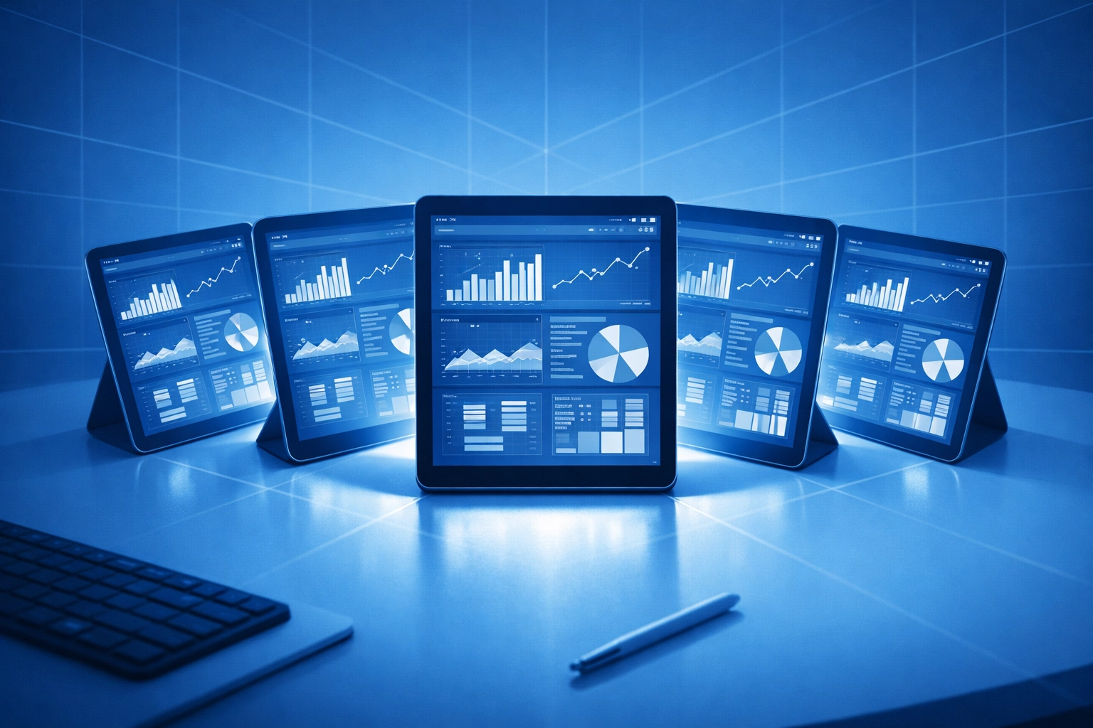 Five digital screens showing the increased workload and reporting frequency caused by MTD for ITSA 2026.