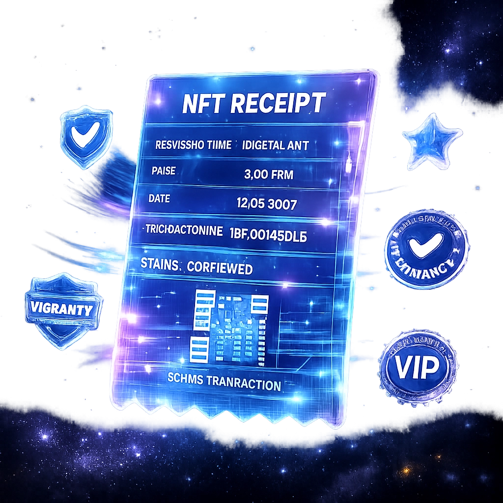 NFT receipt technology on blockchain providing proof of purchase and warranty verification