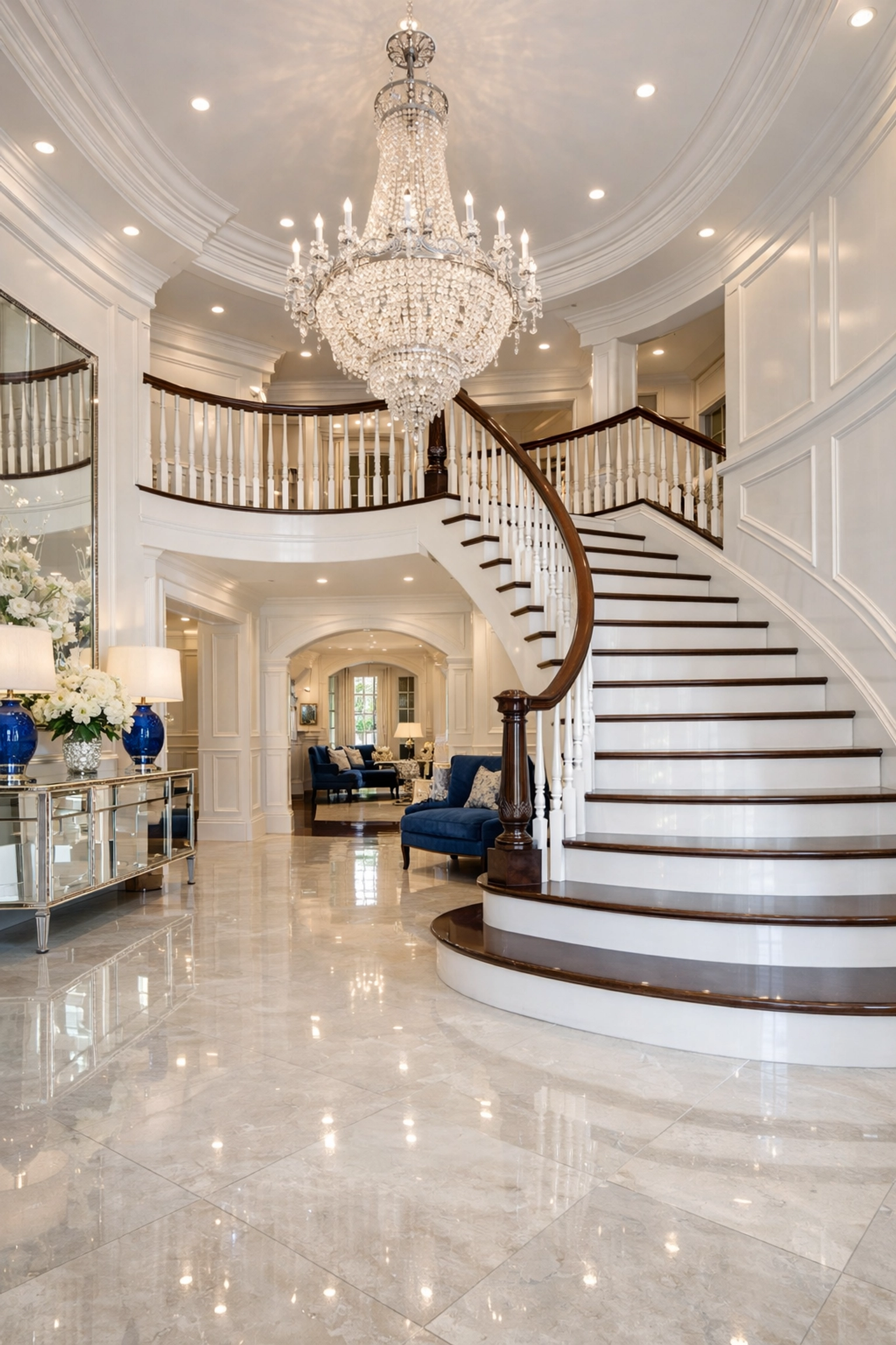 Impeccably clean luxury home foyer in Wellesley, MA, illustrating Ninja-level residential cleaning standards.