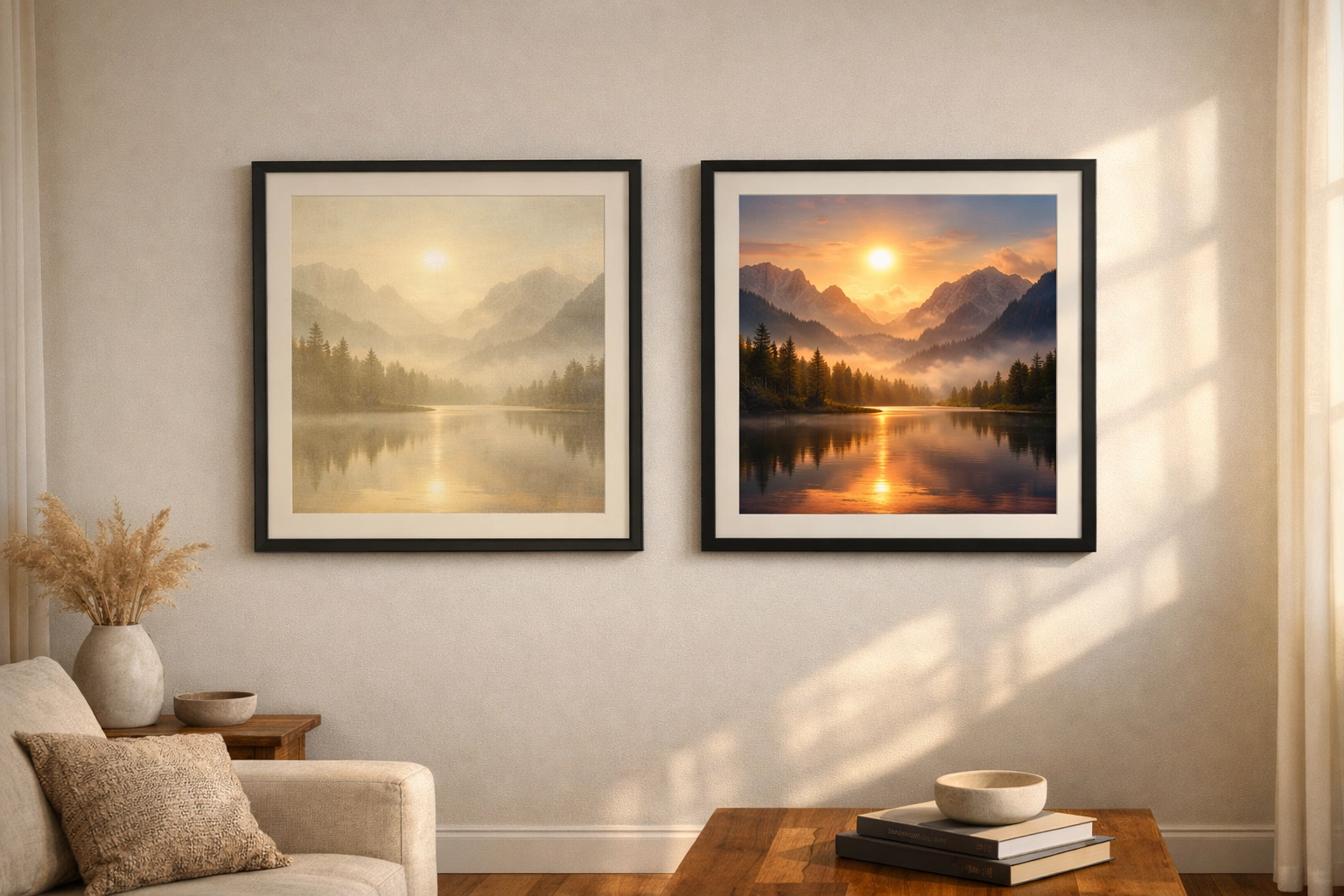 Faded standard print versus preserved museum quality print showing long-term difference