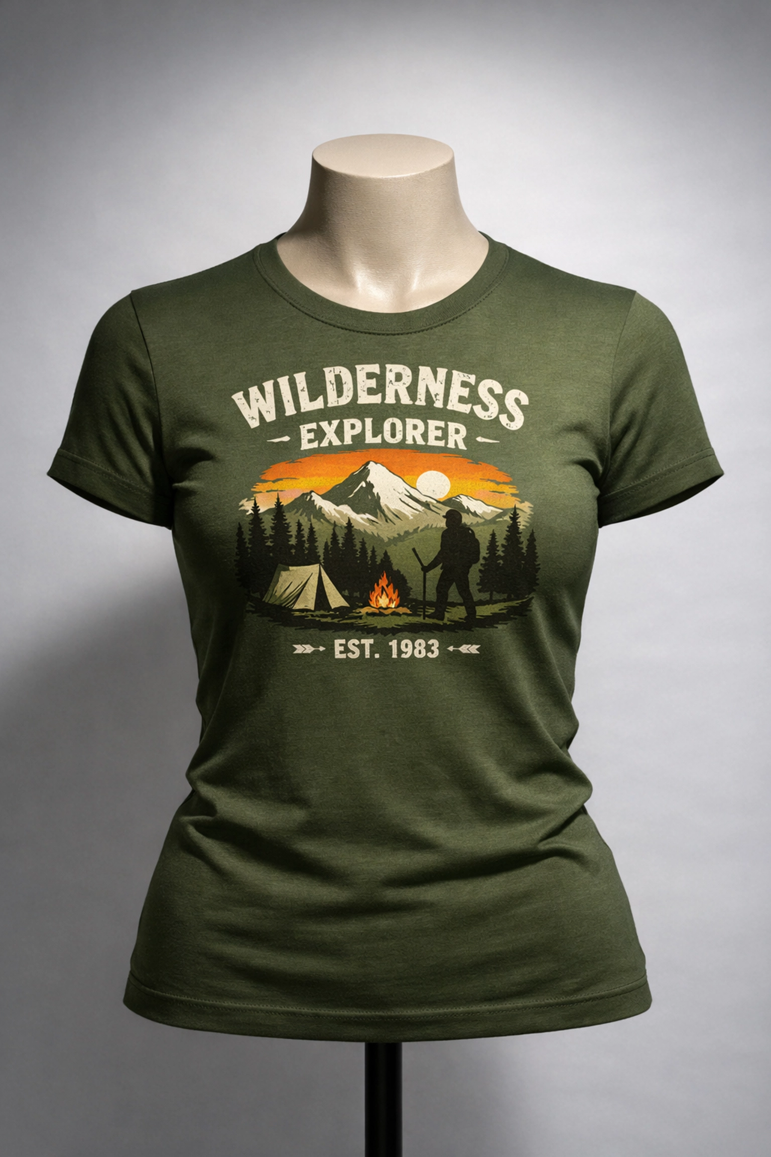 PWPTAOS fitted olive green graphic t-shirt on display showing quality construction