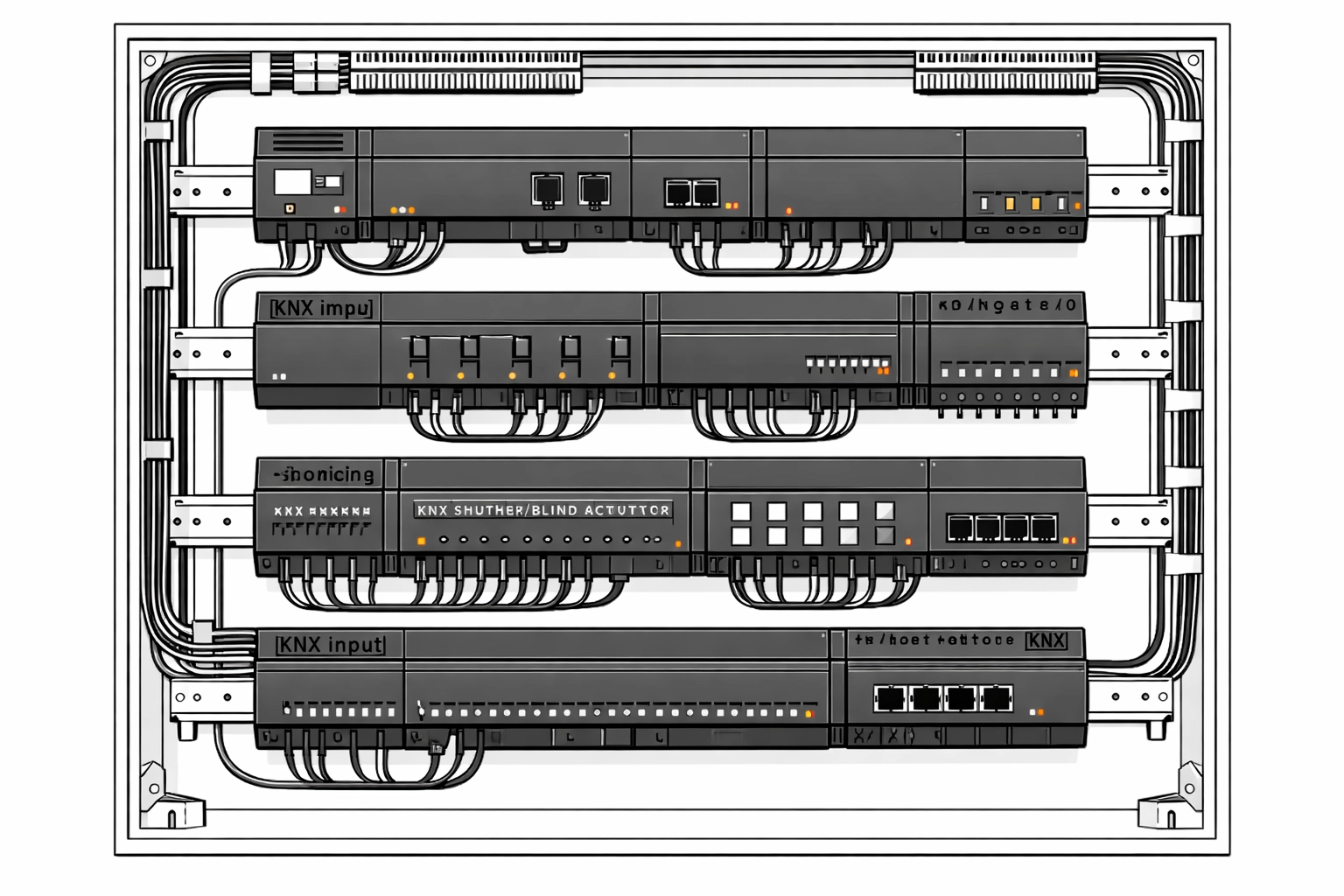 Smarte Elektro-Verteilerkasten-Installation mit KNX- und Loxone-Modulen für Wiener Haushalte.