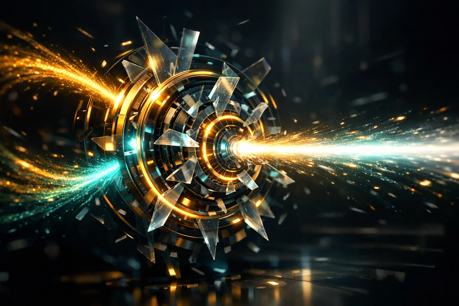 A glowing central hub illustrating Visa Direct's real-time payment orchestration engine.