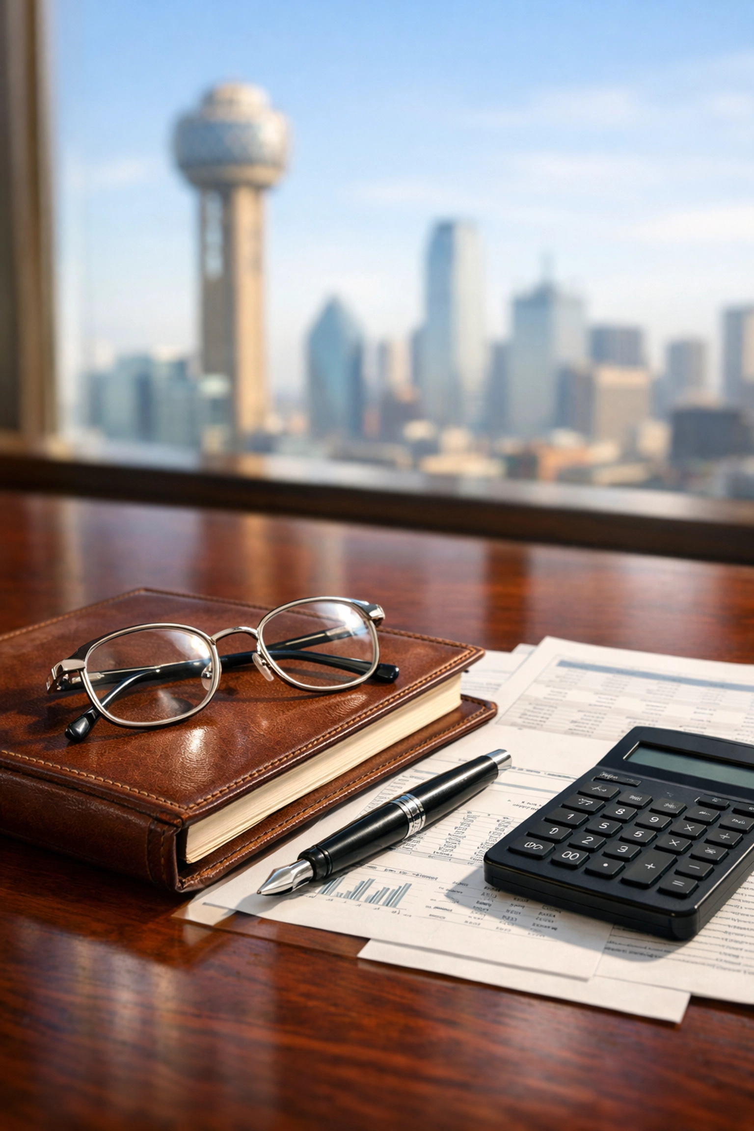 Legal financial records on a Dallas law office desk highlighting rigorous trust accounting and IOLTA compliance.