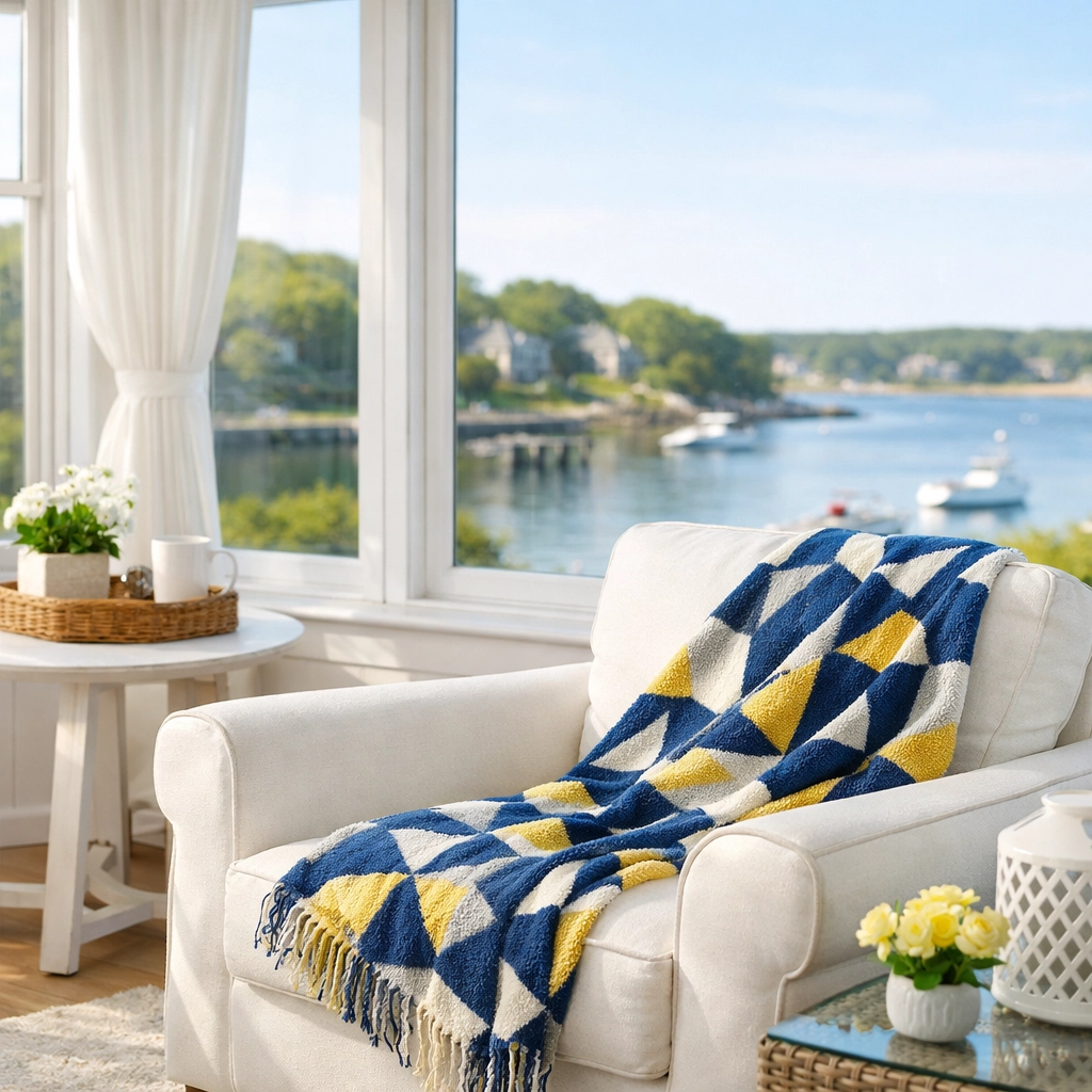 Bright sunroom with coastal views, showing the freedom of hiring professional house cleaning services.