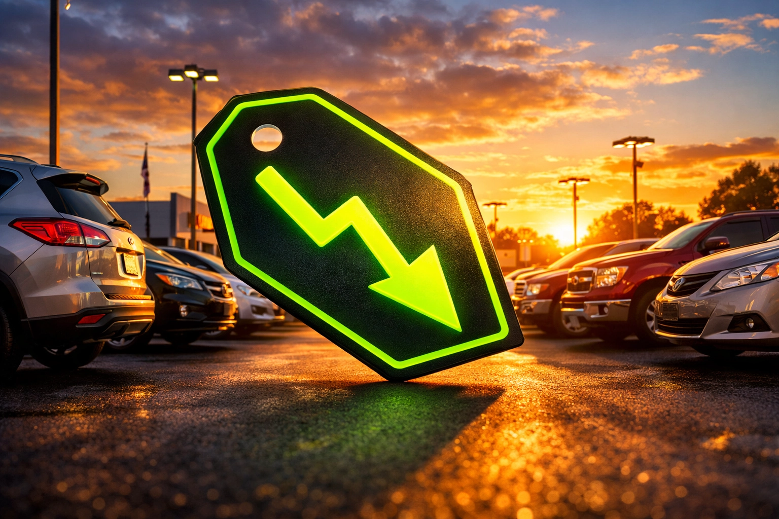 Used car lot showing declining prices on SUVs, sedans, and trucks in Arnold, MO