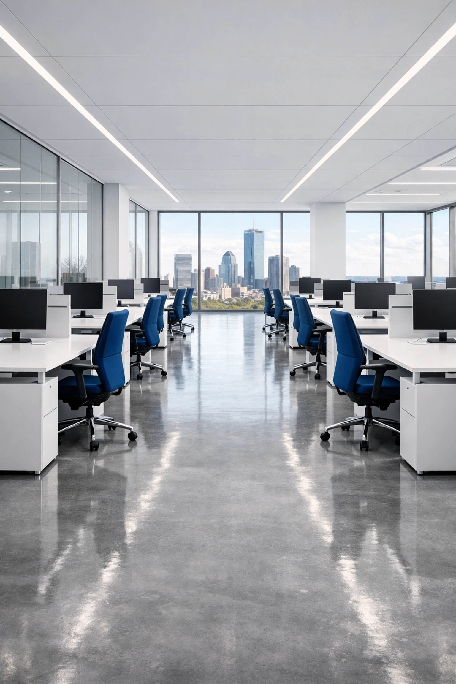 Clean Boston office workspace sanitized by professional house cleaning services in MA commercial team.