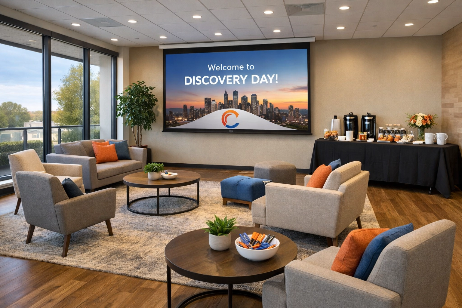 Professional discovery day setup for franchise validation event