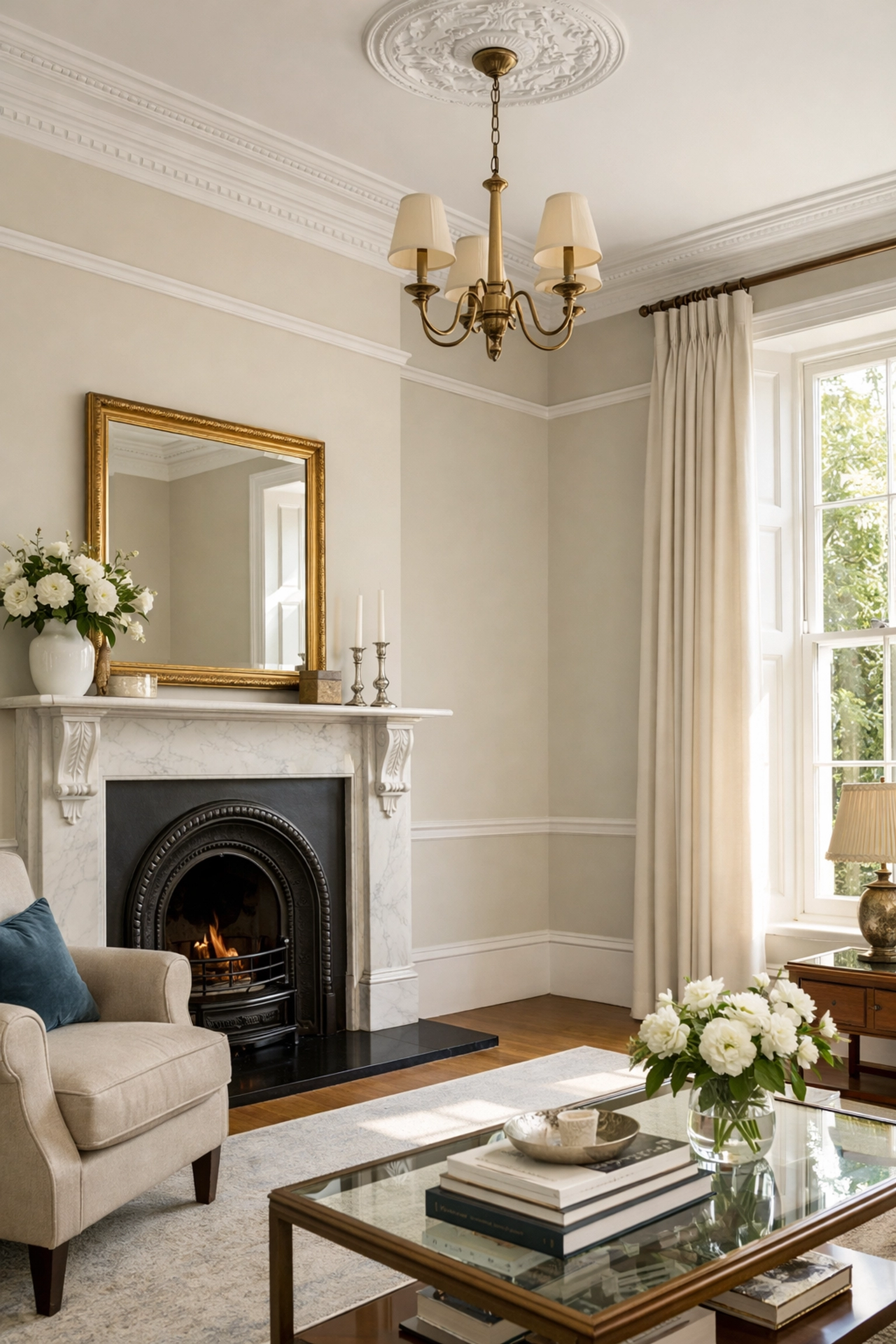 Beautifully decorated Cheltenham living room with period features and fresh paintwork