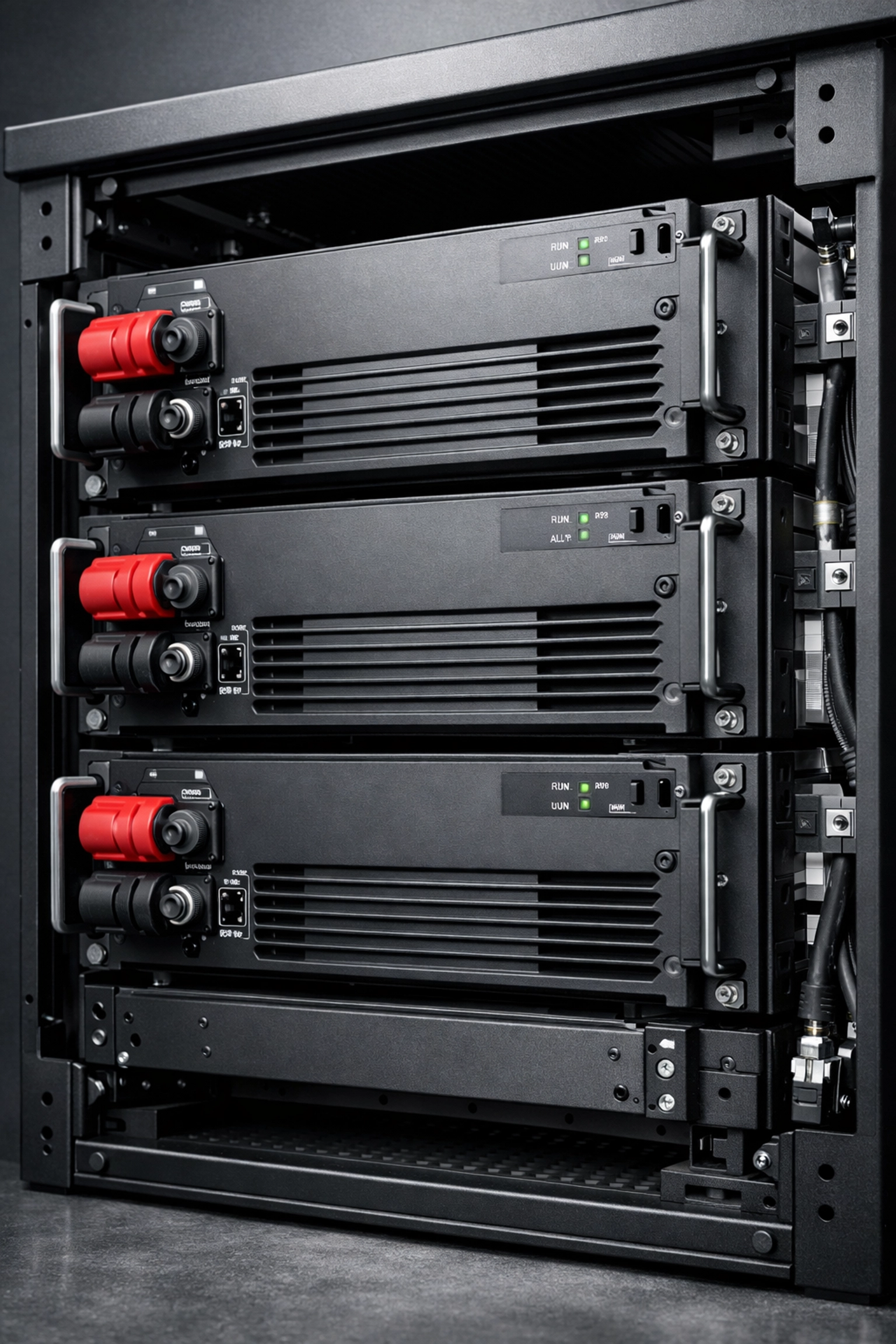 High-density lithium battery backup system providing reliable energy storage for critical infrastructure.