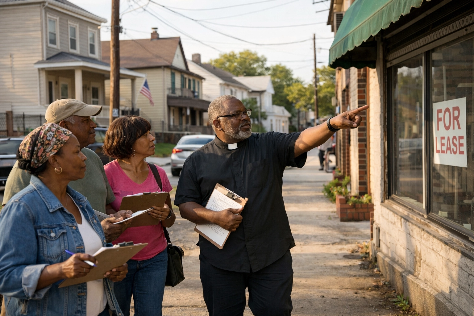 Church leaders conducting neighborhood assessment for faith-based community development