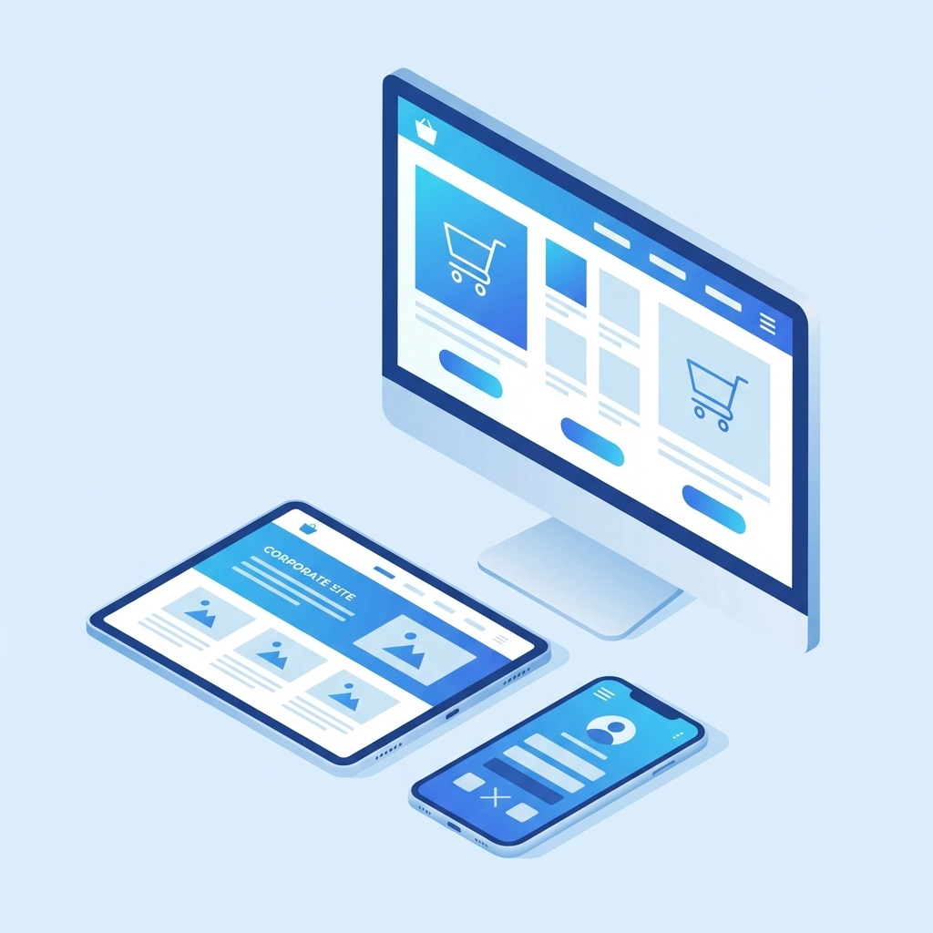 Multiple device website mockups illustrating specialized web design agency services and solutions